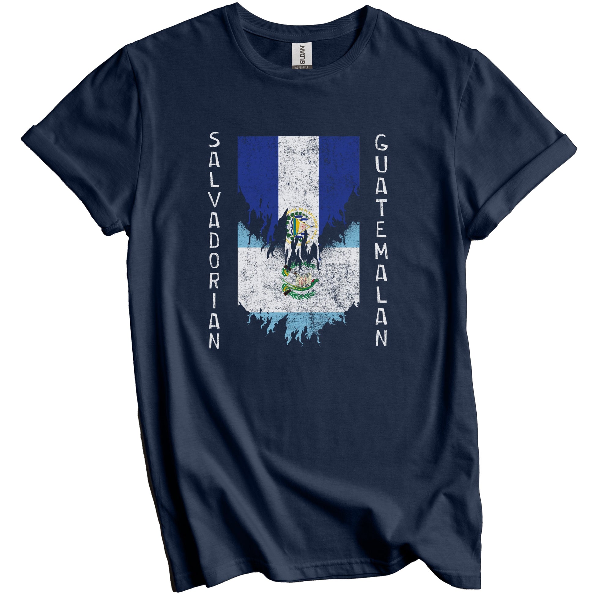 Salvadorian Guatemalan Flags Ripped Torn El Salvador Guatemala T-Shirt