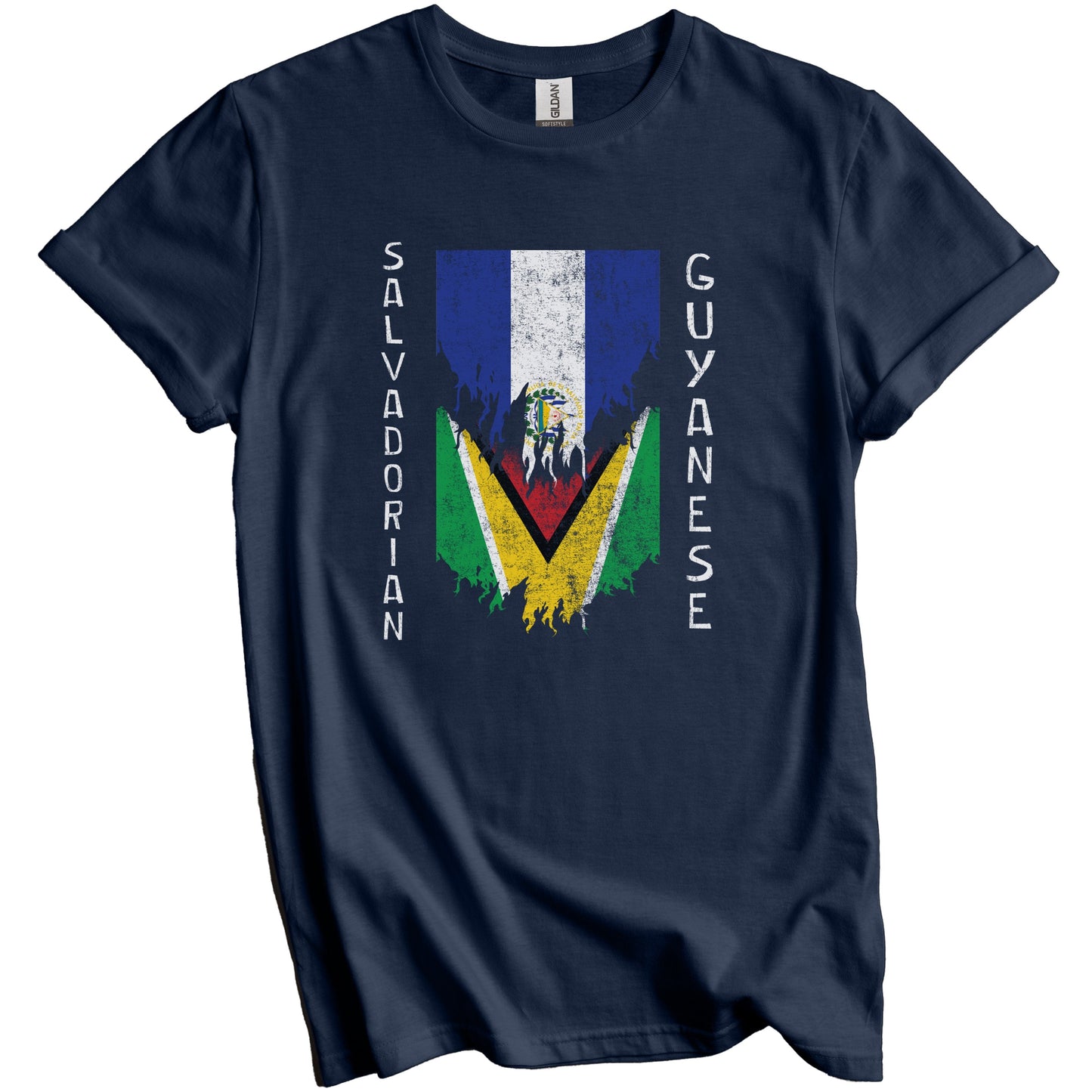 Salvadorian Guyanese Flags Ripped Torn El Salvador Guyana T-Shirt