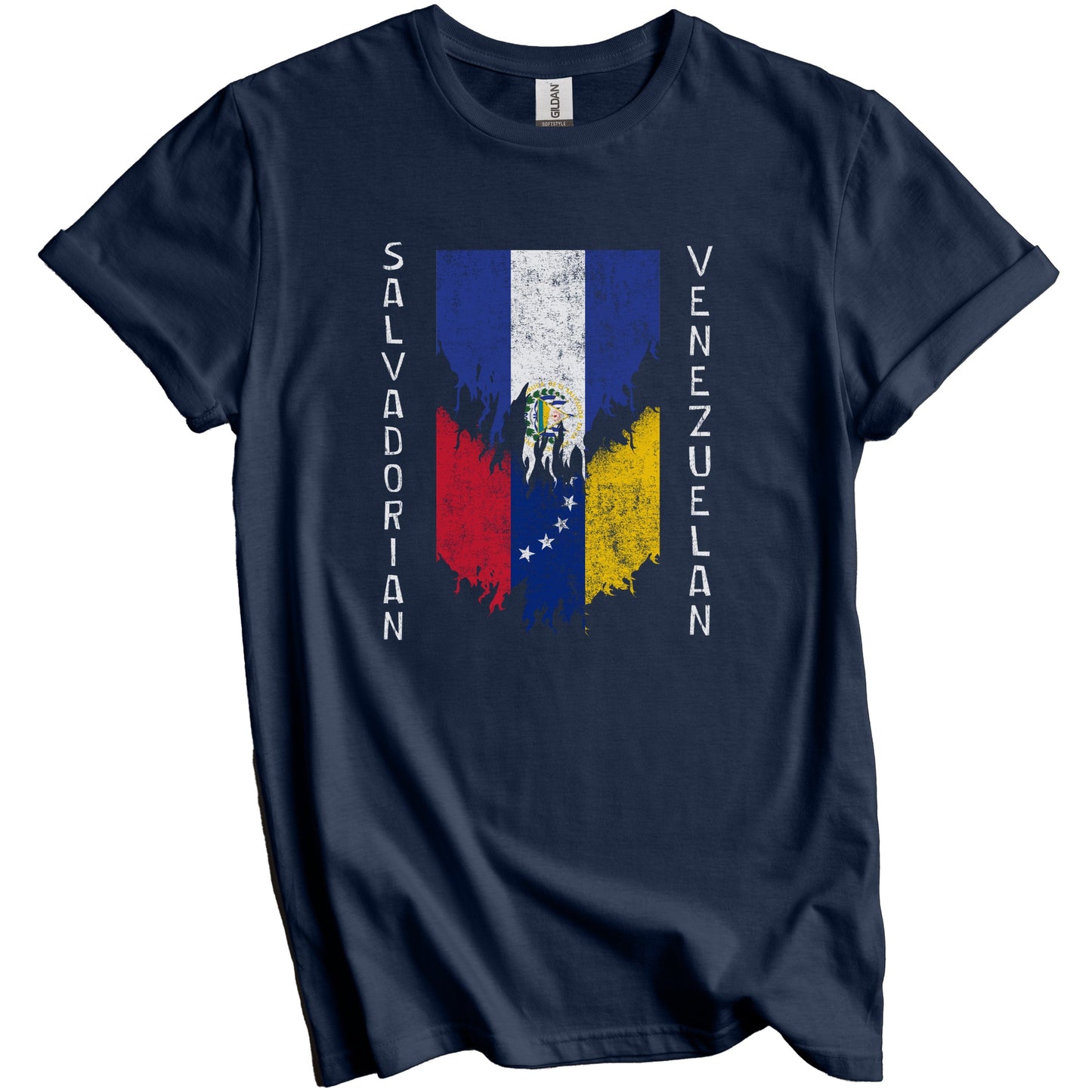 Salvadorian Venezuelan Flags Ripped Torn El Salvador Venezuela T-Shirt