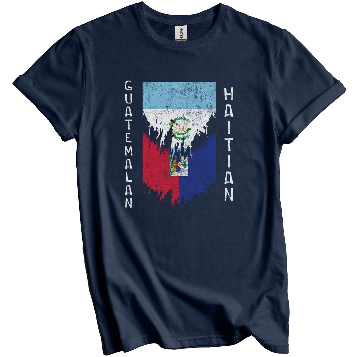Guatemalan Haitian Flags Ripped Torn Guatemala Haiti T-Shirt