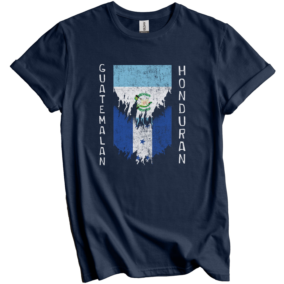Guatemalan Honduran Flags Ripped Torn Guatemala Honduras T-Shirt