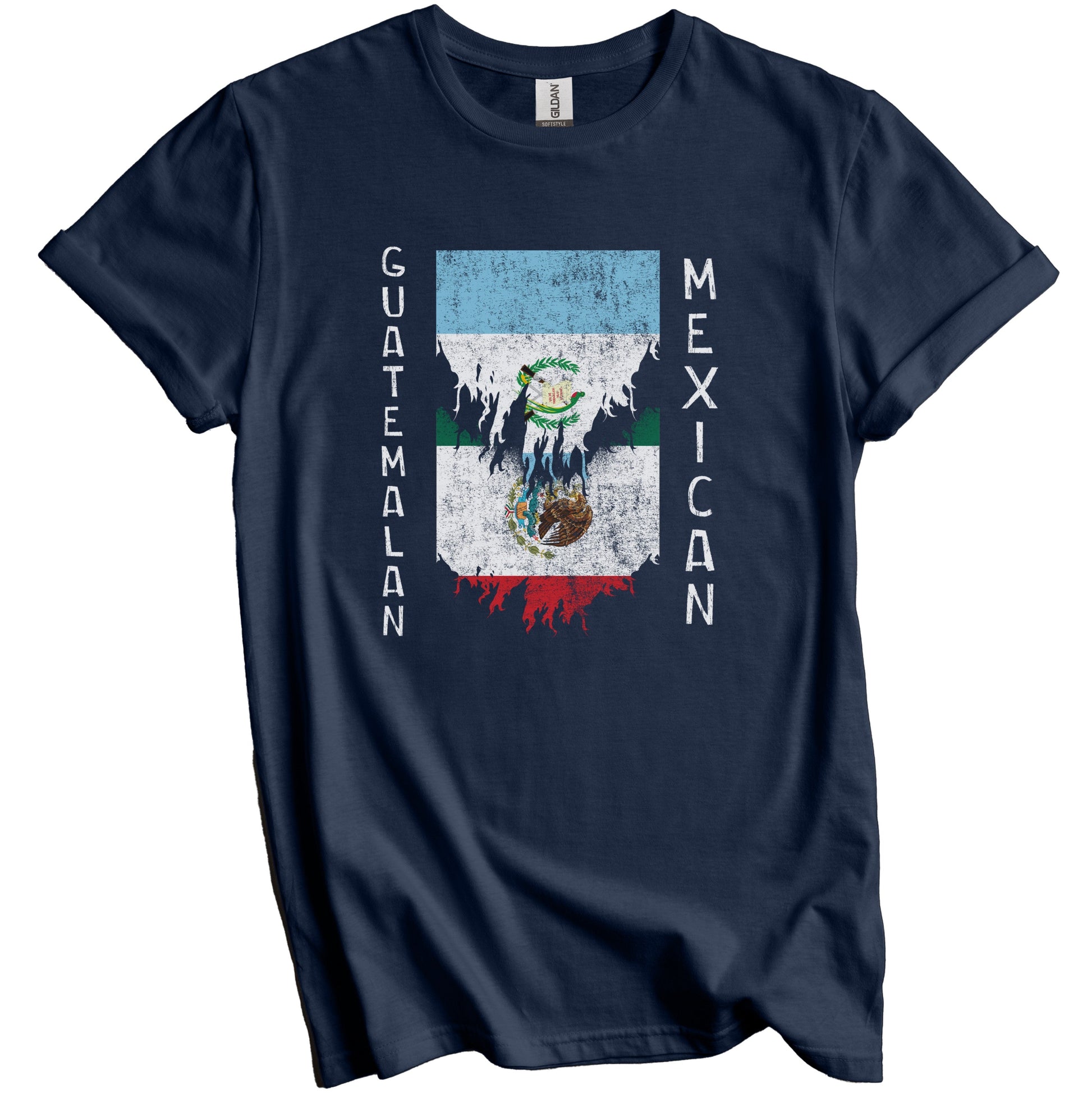 Guatemalan Mexican Flags Ripped Torn Guatemala Mexico T-Shirt