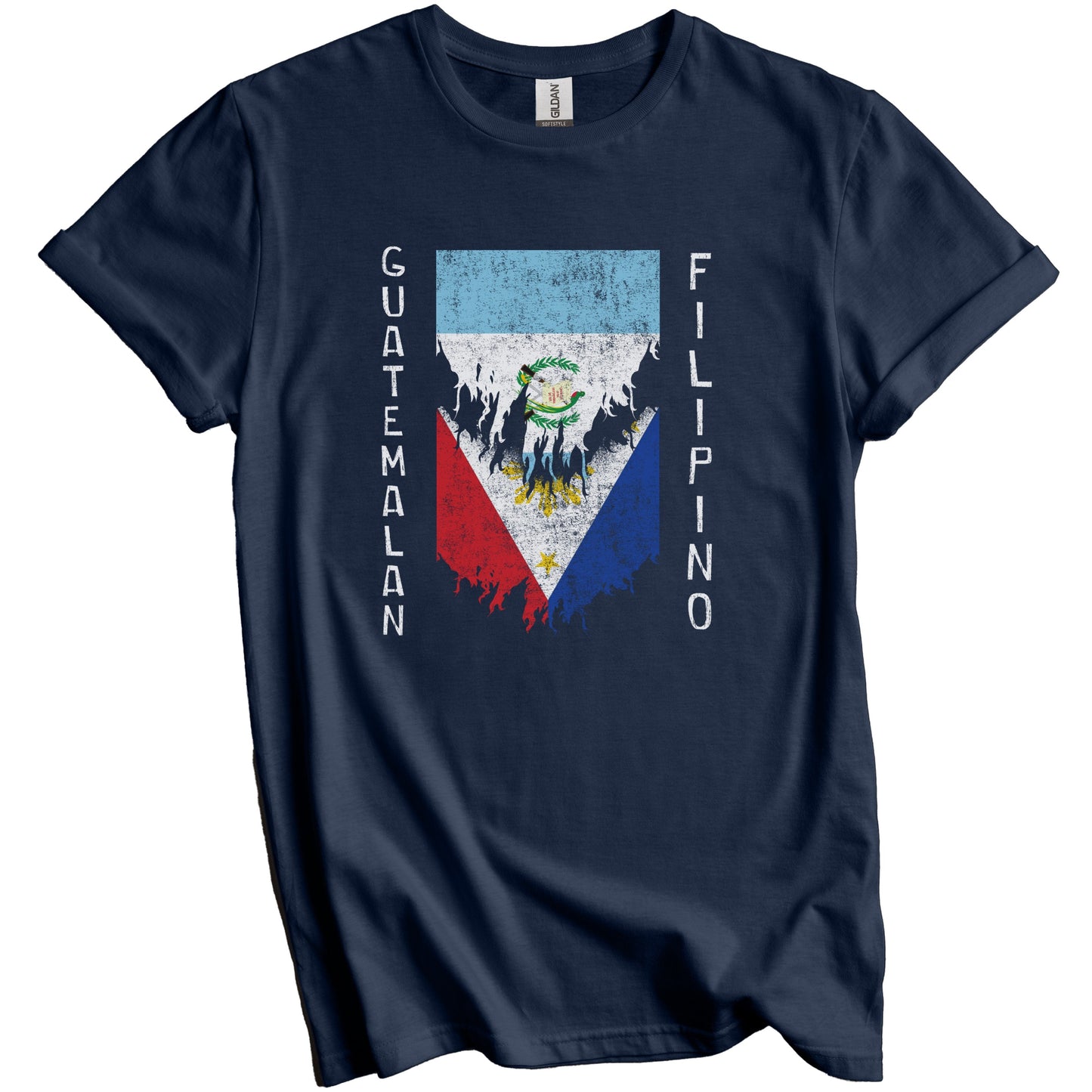 Guatemalan Filipino Flags Ripped Torn Guatemala Philippines T-Shirt