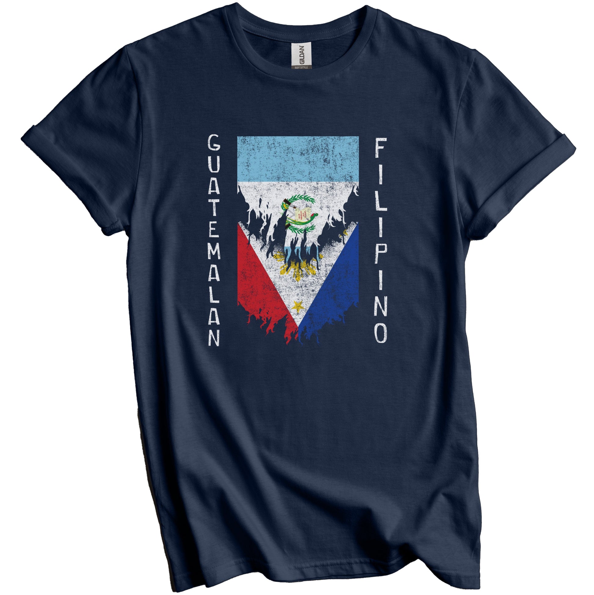 Guatemalan Filipino Flags Ripped Torn Guatemala Philippines T-Shirt