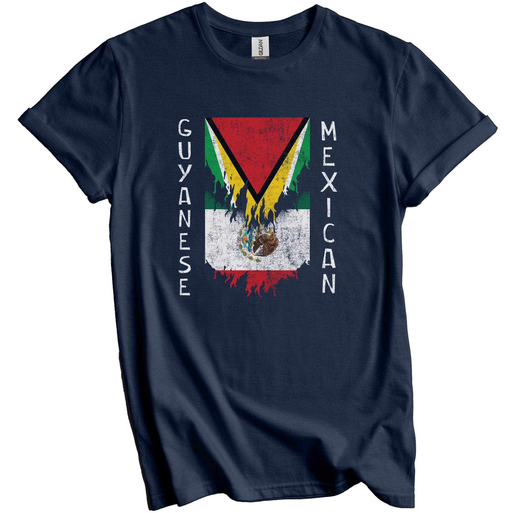 Guyanese Mexican Flags Ripped Torn Guyana Mexico T-Shirt