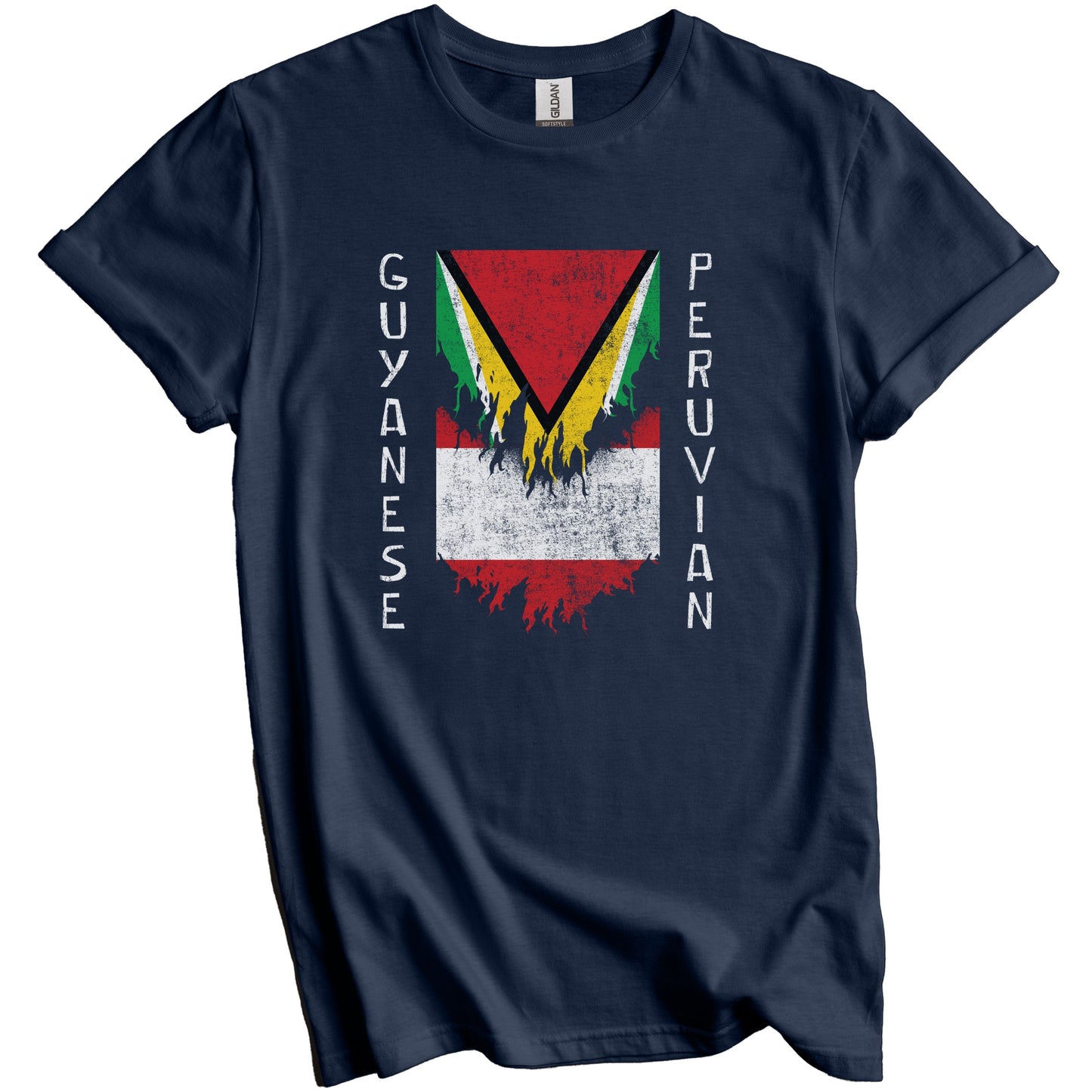 Guyanese Peruvian Flags Ripped Torn Guyana Peru T-Shirt