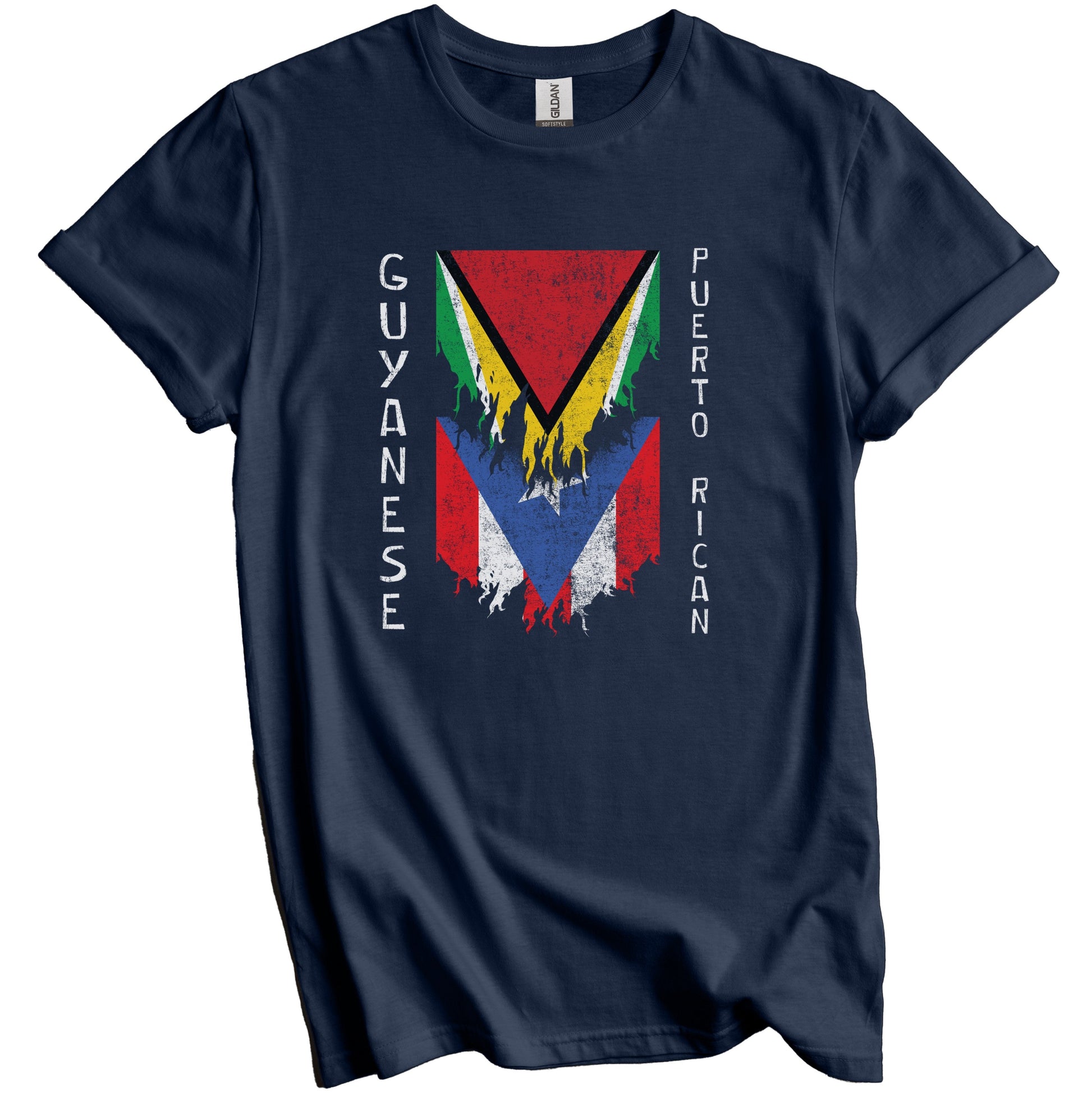 Guyanese Puerto Rican Flags Ripped Torn Guyana Puerto Rico T-Shirt