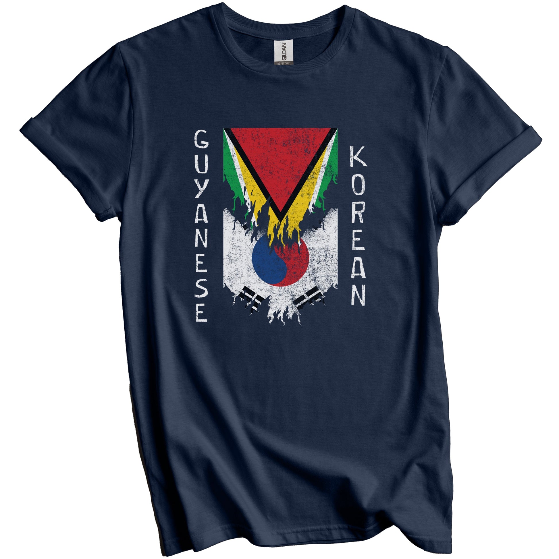 Guyanese Korean Flags Ripped Torn Guyana South Korea T-Shirt