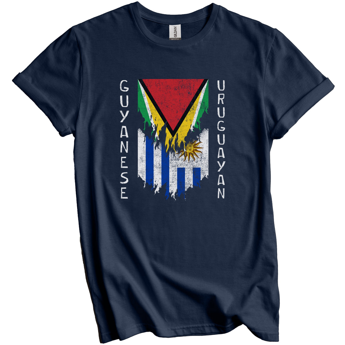 Guyanese Uruguayan Flags Ripped Torn Guyana Uruguay T-Shirt