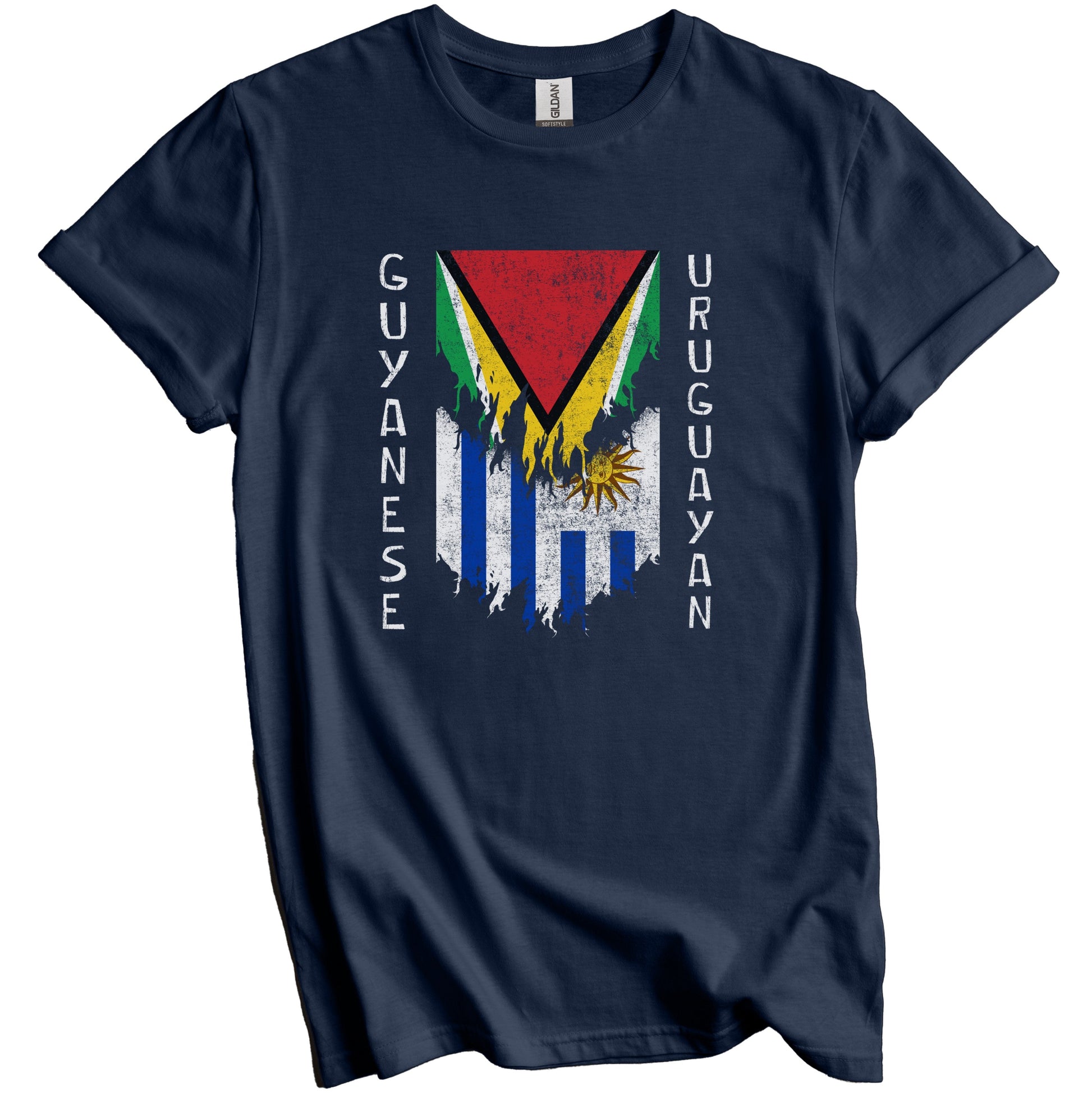 Guyanese Uruguayan Flags Ripped Torn Guyana Uruguay T-Shirt