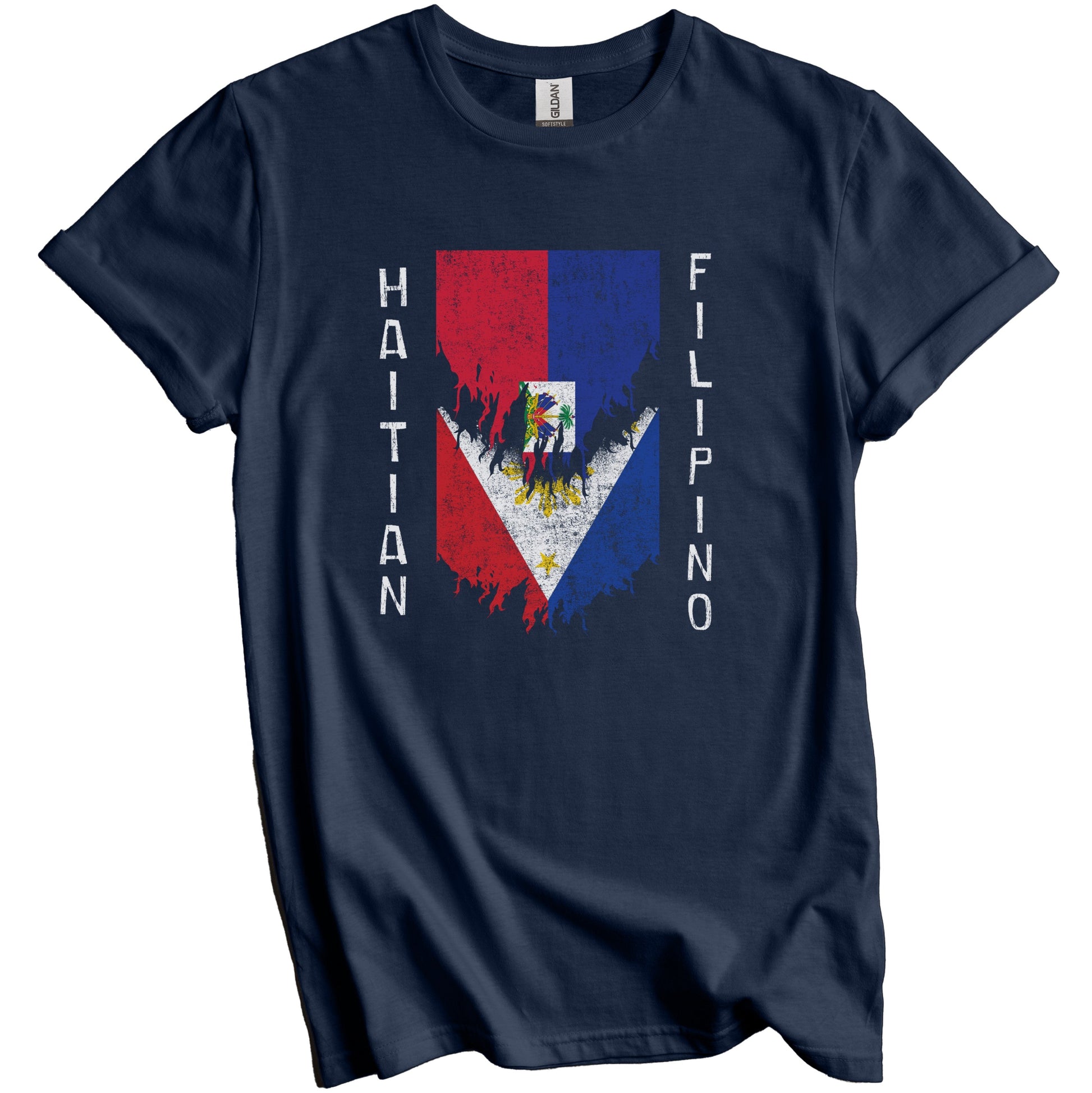Haitian Filipino Flags Ripped Torn Haiti Philippines T-Shirt