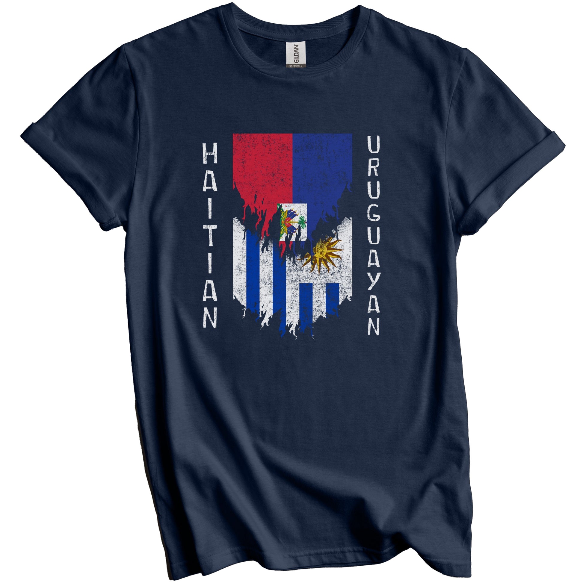 Haitian Uruguayan Flags Ripped Torn Haiti Uruguay T-Shirt