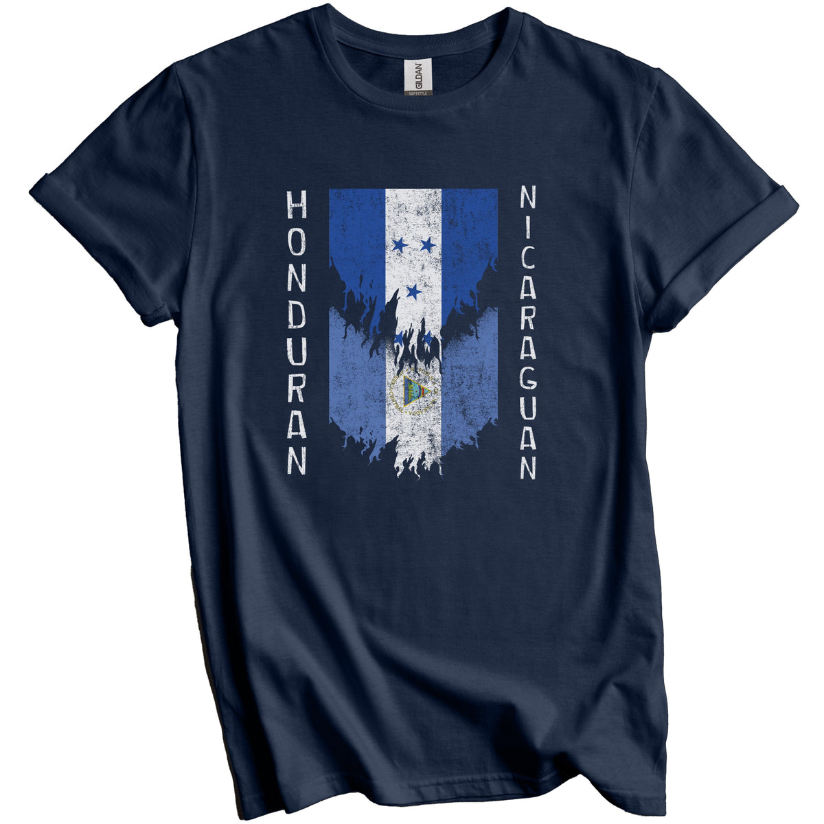 Honduran Nicaraguan Flags Ripped Torn Honduras Nicaragua T-Shirt