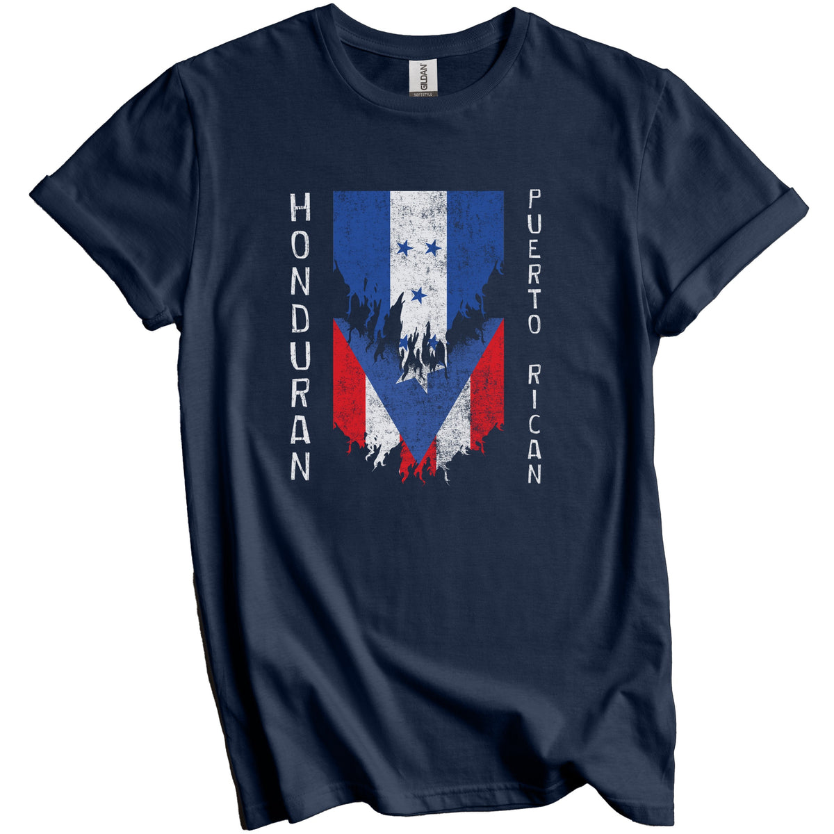 Honduran Puerto Rican Flags Ripped Torn Honduras Puerto Rico T-Shirt