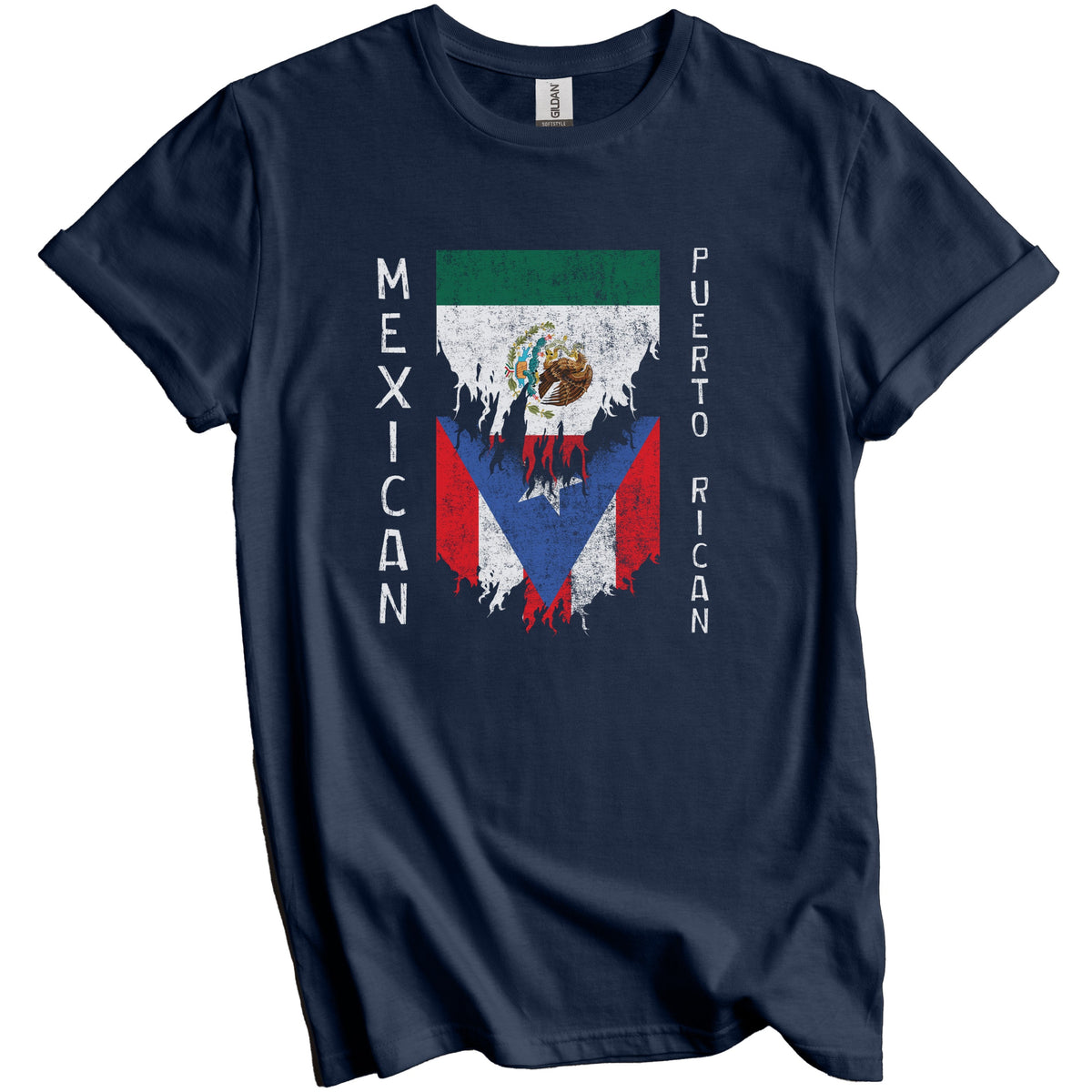Mexican Puerto Rican Flags Ripped Torn Mexico Puerto Rico T-Shirt