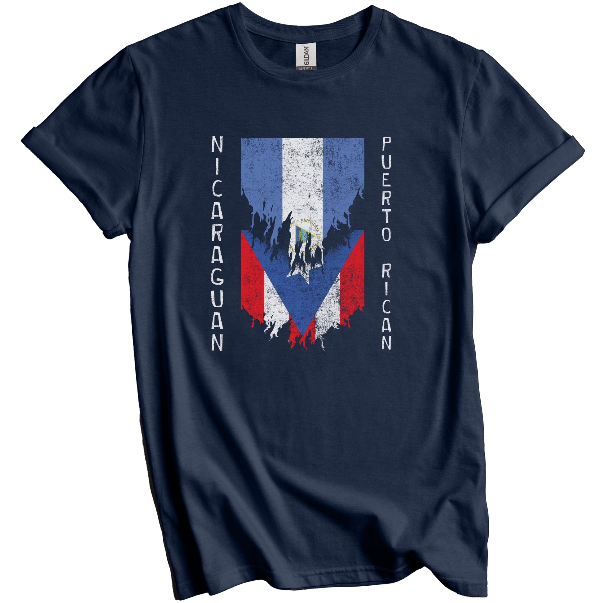 Nicaraguan Puerto Rican Flags Ripped Torn Nicaragua Puerto Rico T-Shirt