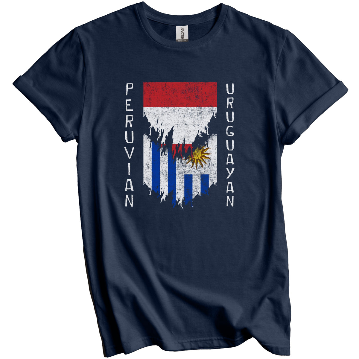 Peruvian Uruguayan Flags Ripped Torn Peru Uruguay T-Shirt