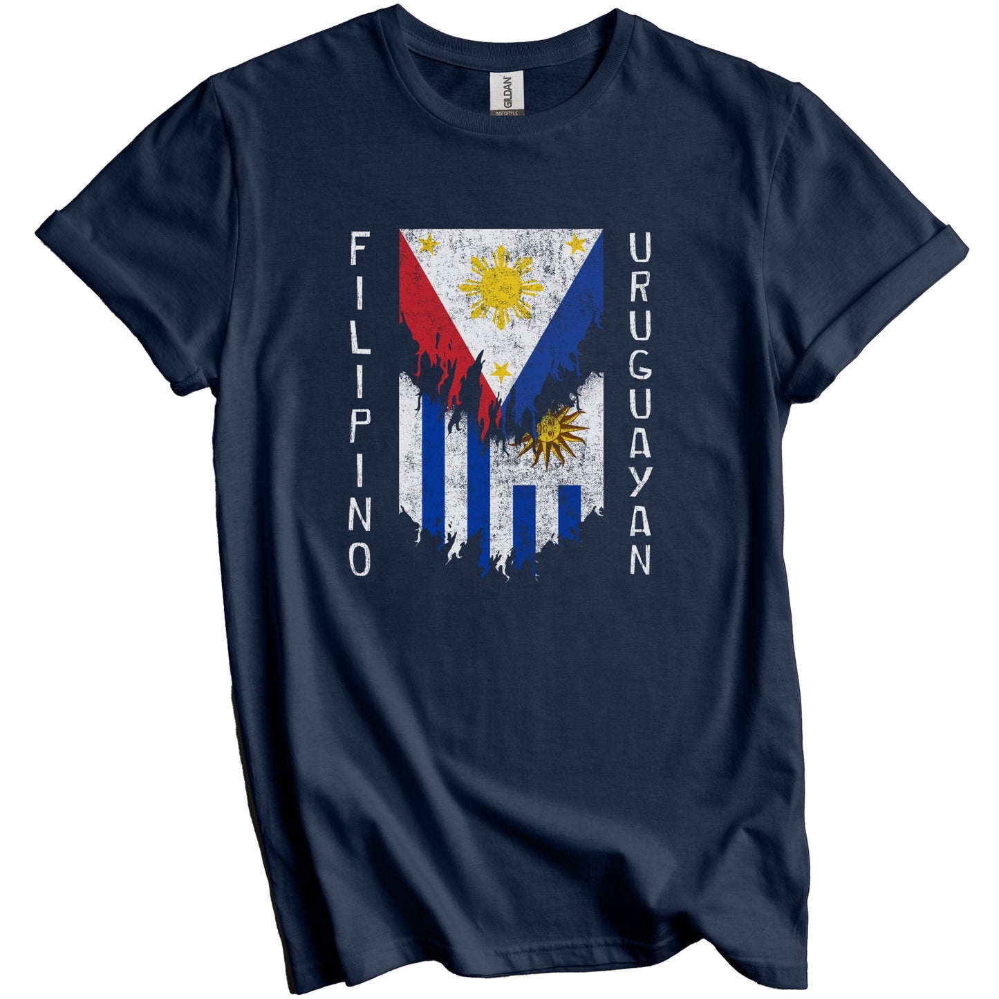 Filipino Uruguayan Flags Ripped Torn Philippines Uruguay T-Shirt