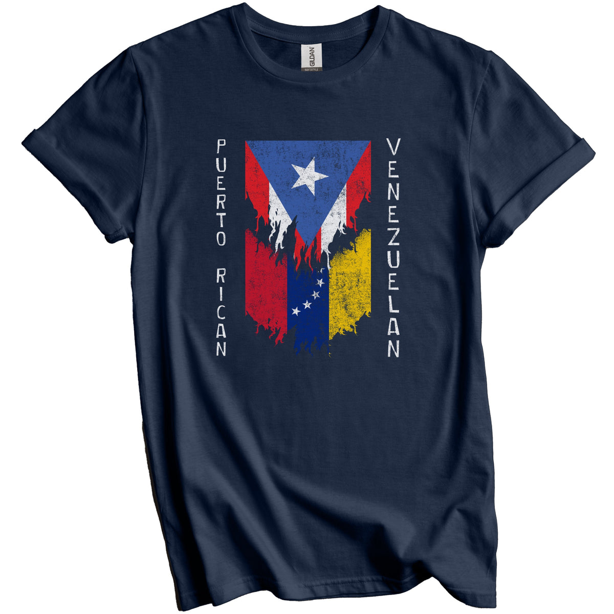 Puerto Rican Venezuelan Flags Ripped Torn Puerto Rico Venezuela T-Shirt