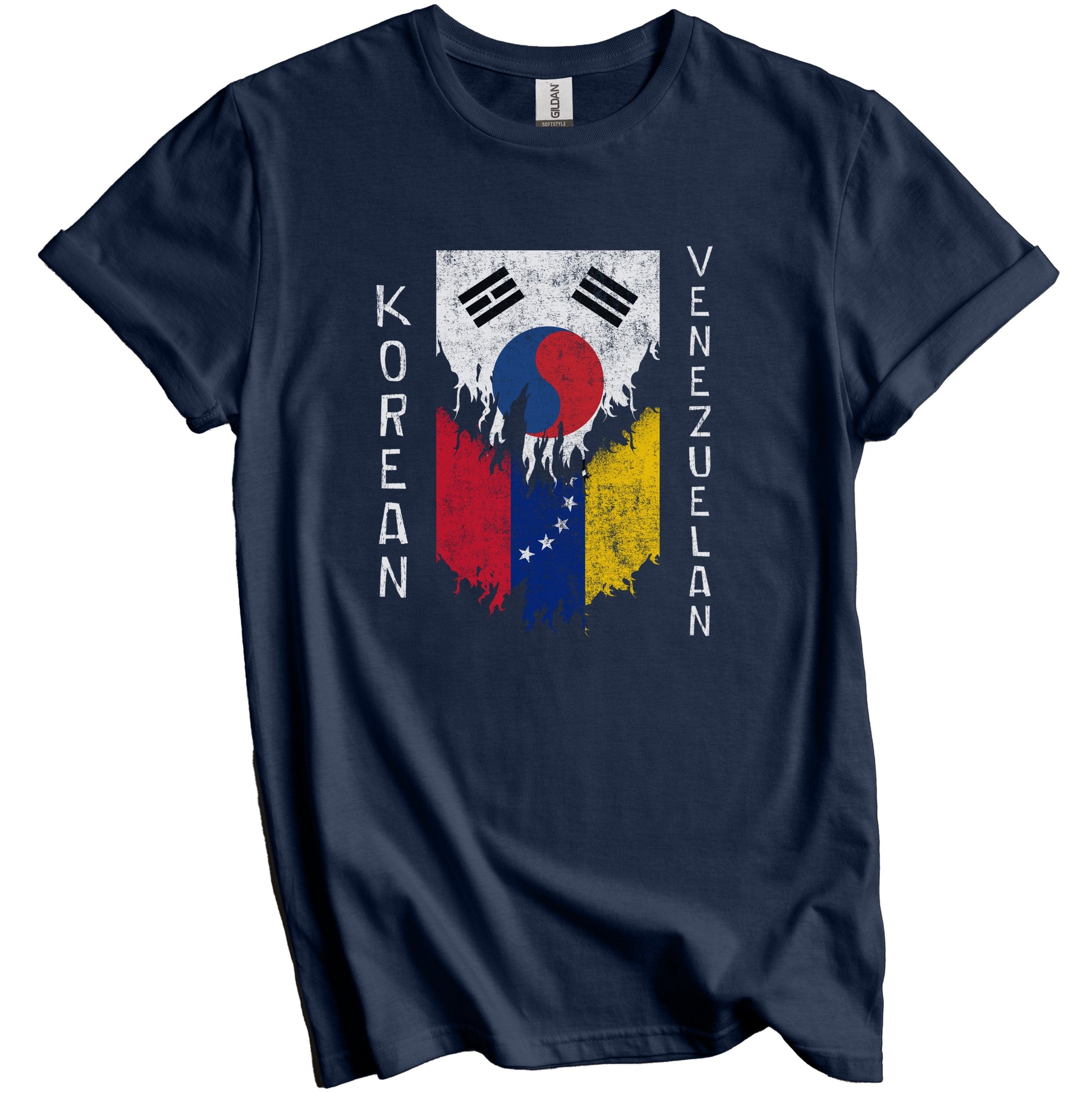 Korean Venezuelan Flags Ripped Torn South Korea Venezuela T-Shirt