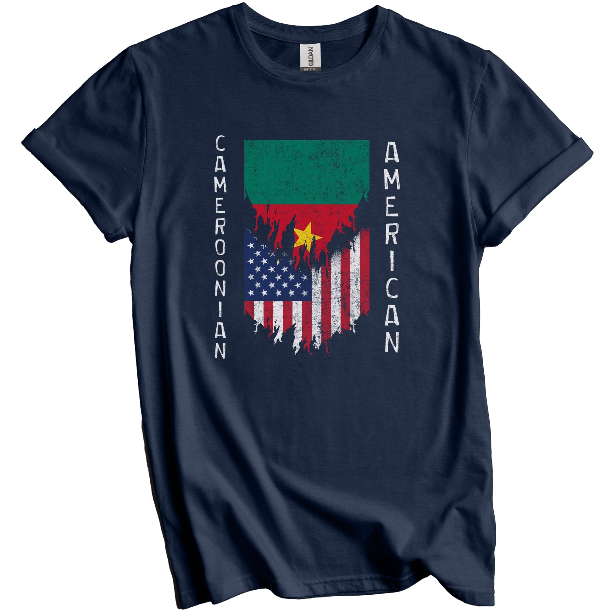 Cameroonian American Flags Ripped Torn Cameroon T-Shirt