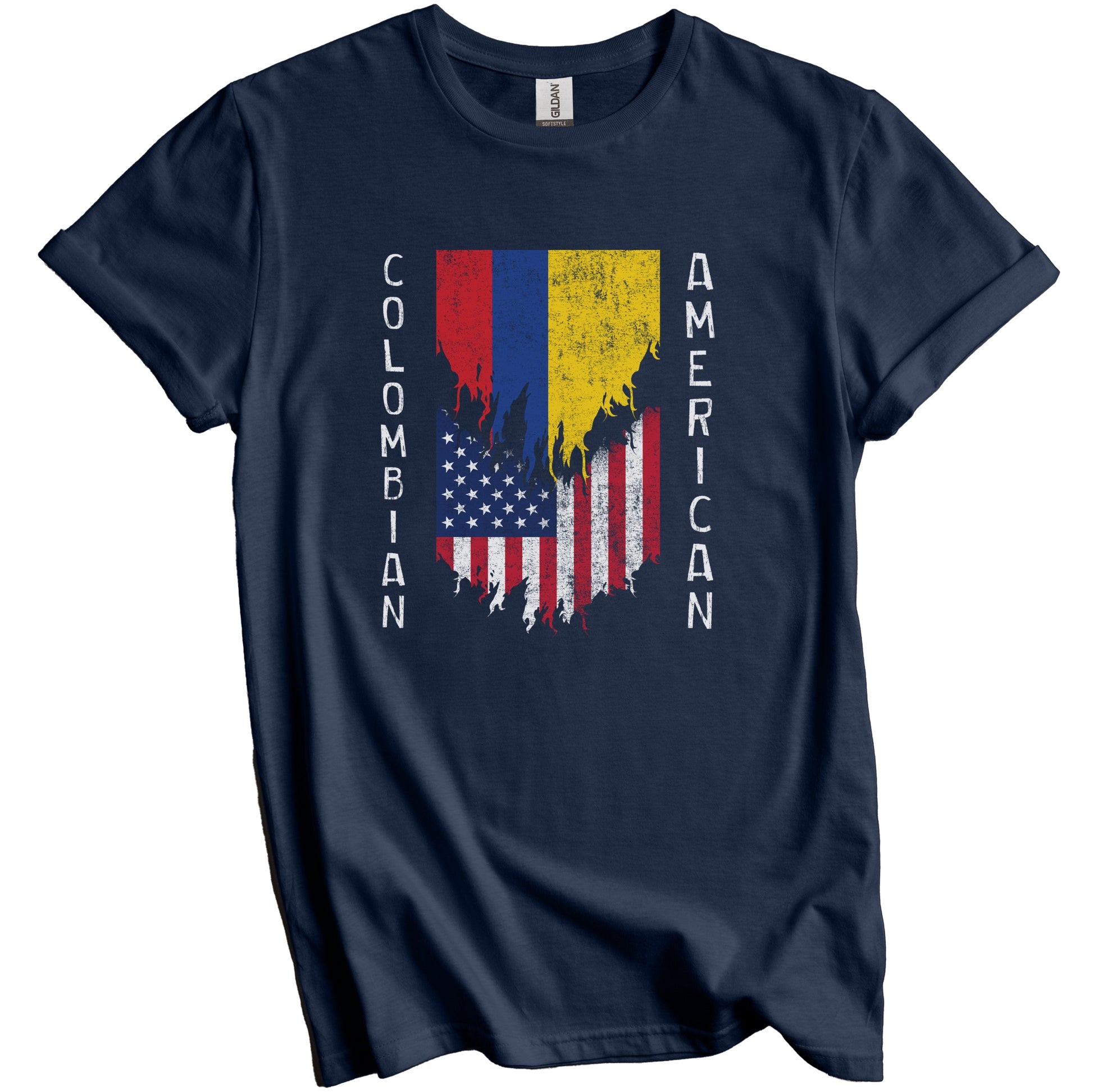 Colombian American Flags Ripped Torn Colombia T-Shirt