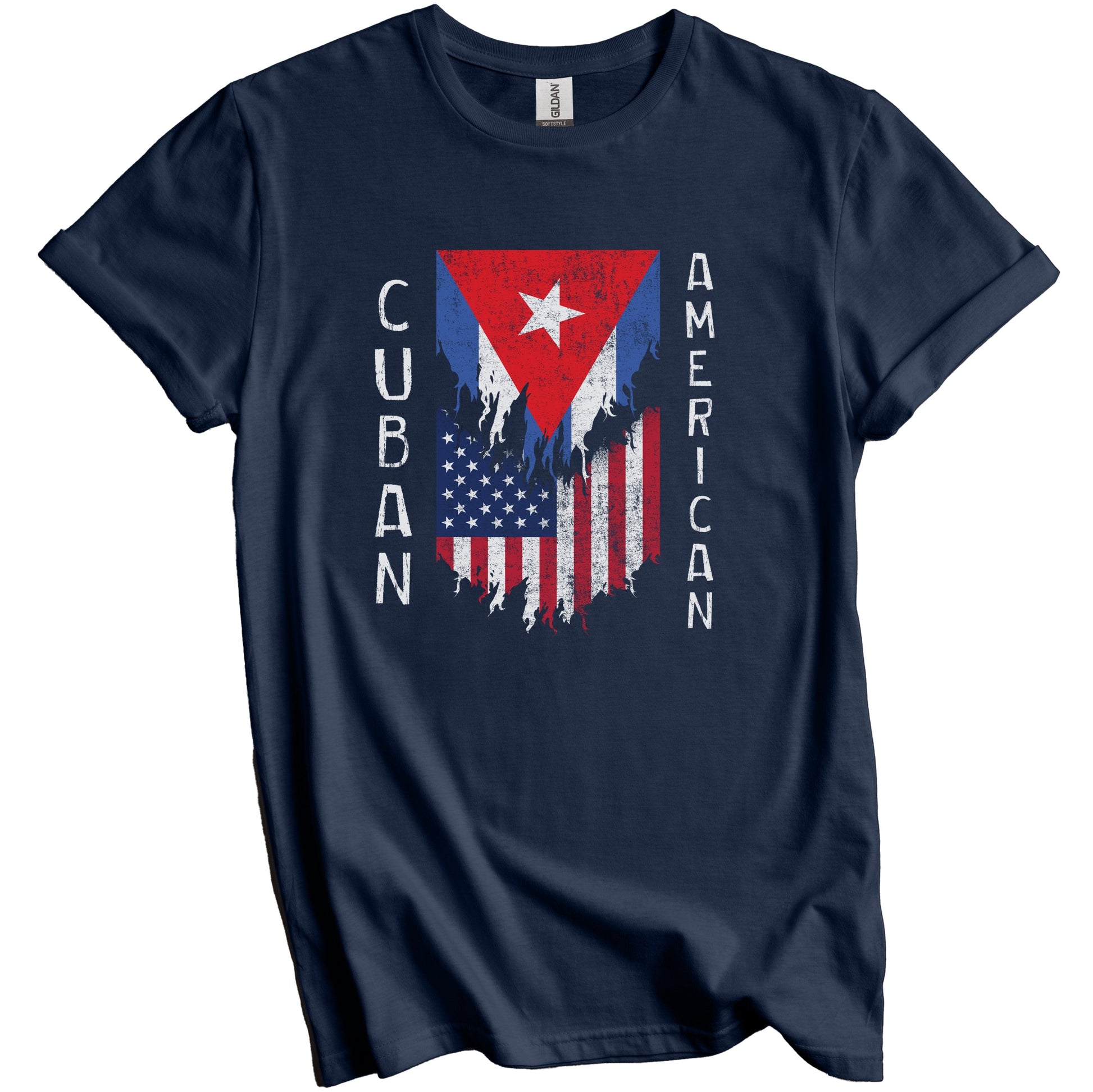 Cuban American Flags Ripped Torn Cuba T-Shirt