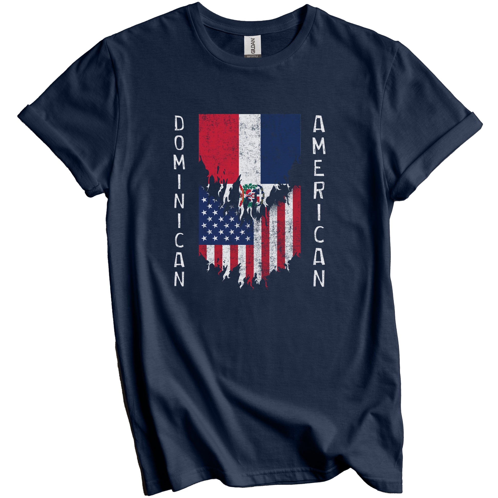 Dominican American Flags Ripped Torn Dominican Republic T-Shirt