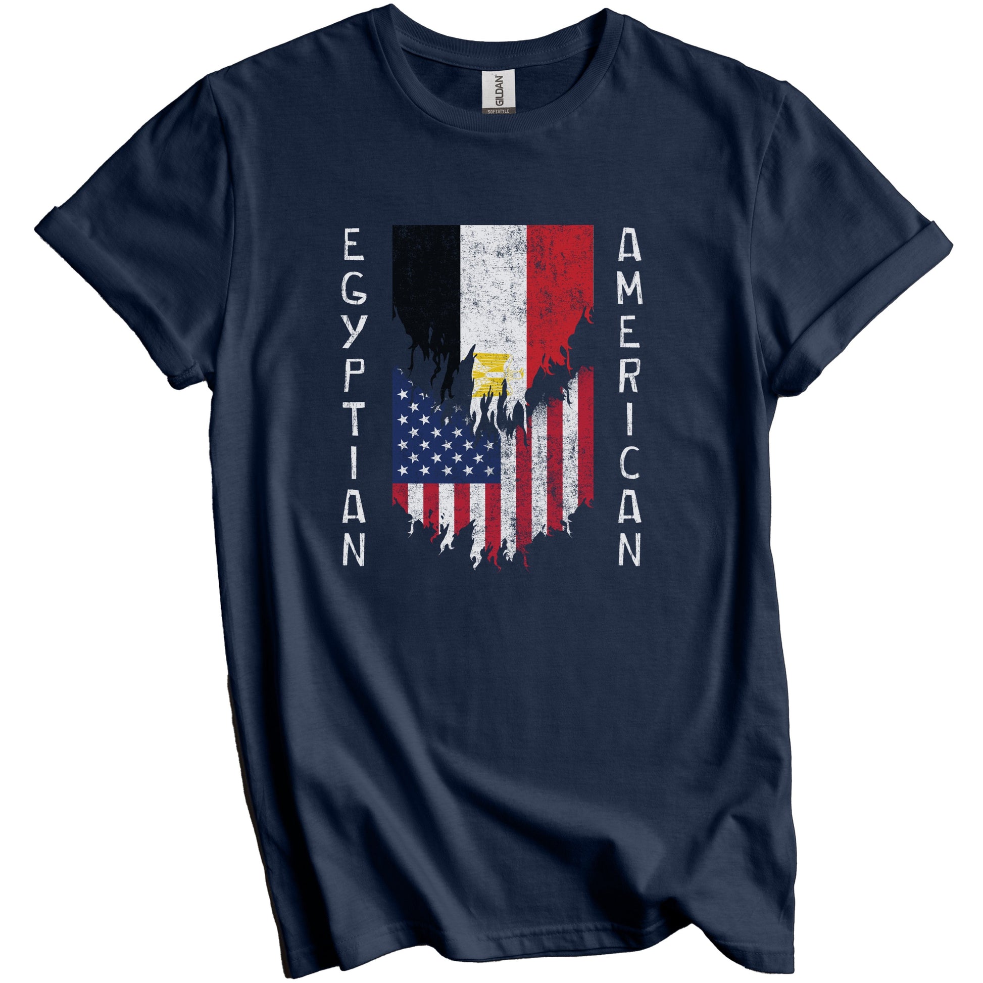 Egyptian American Flags Ripped Torn Egypt T-Shirt