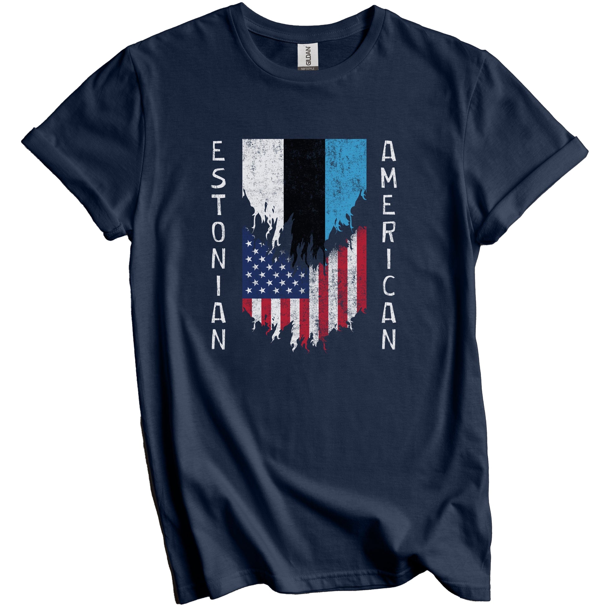 Estonian American Flags Ripped Torn Estonia T-Shirt