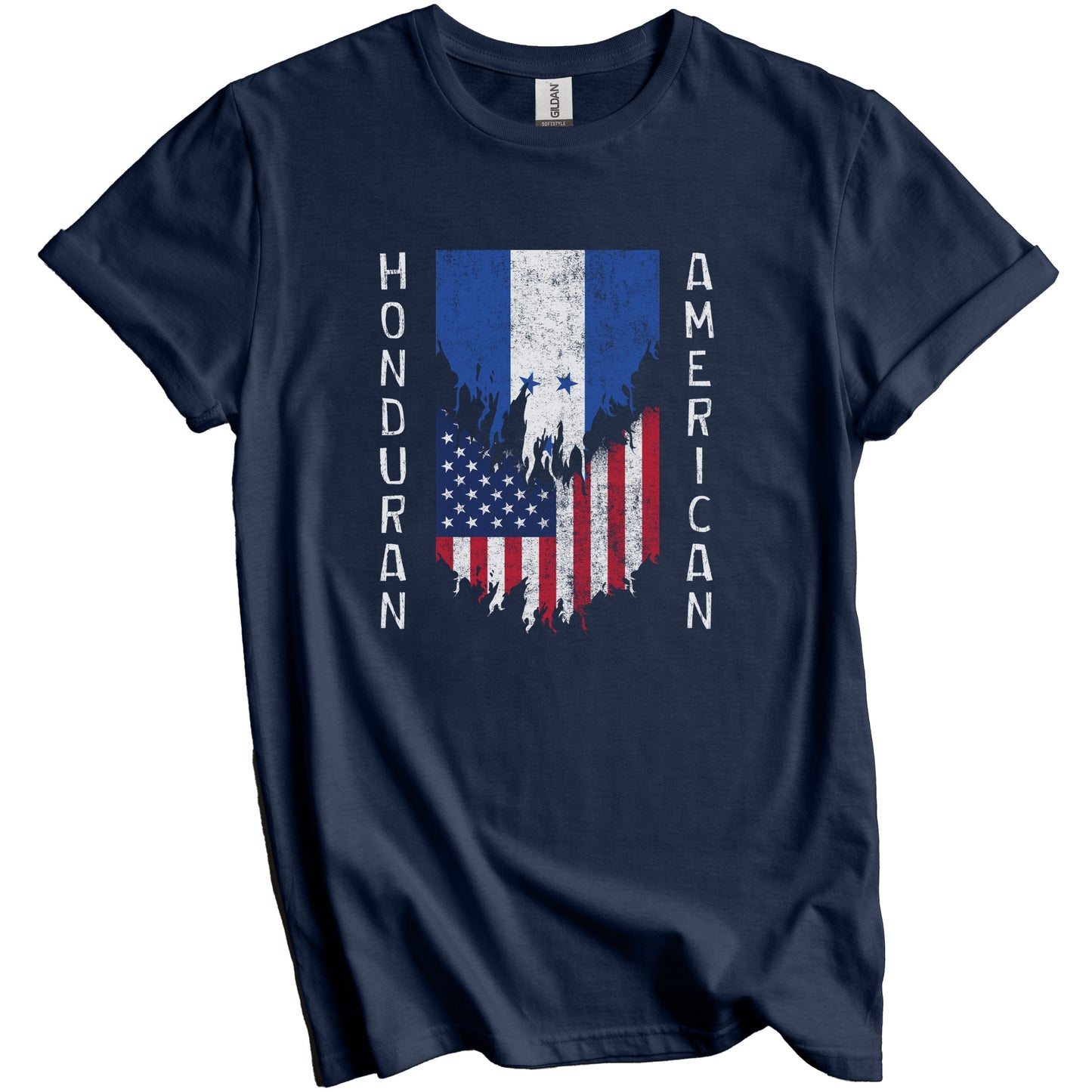 Honduran American Flags Ripped Torn Honduras T-Shirt