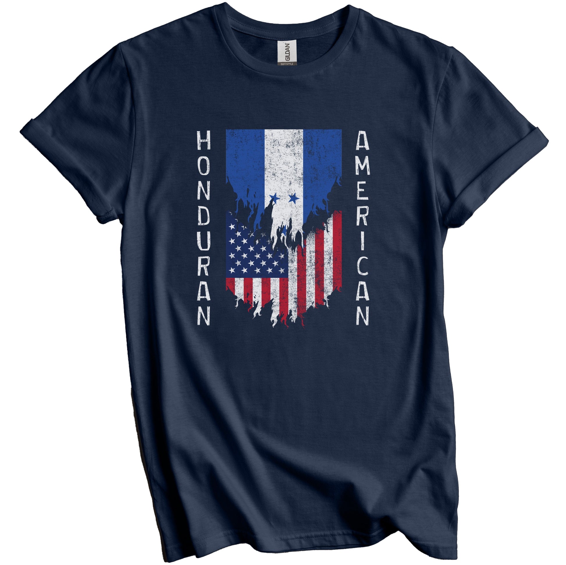 Honduran American Flags Ripped Torn Honduras T-Shirt