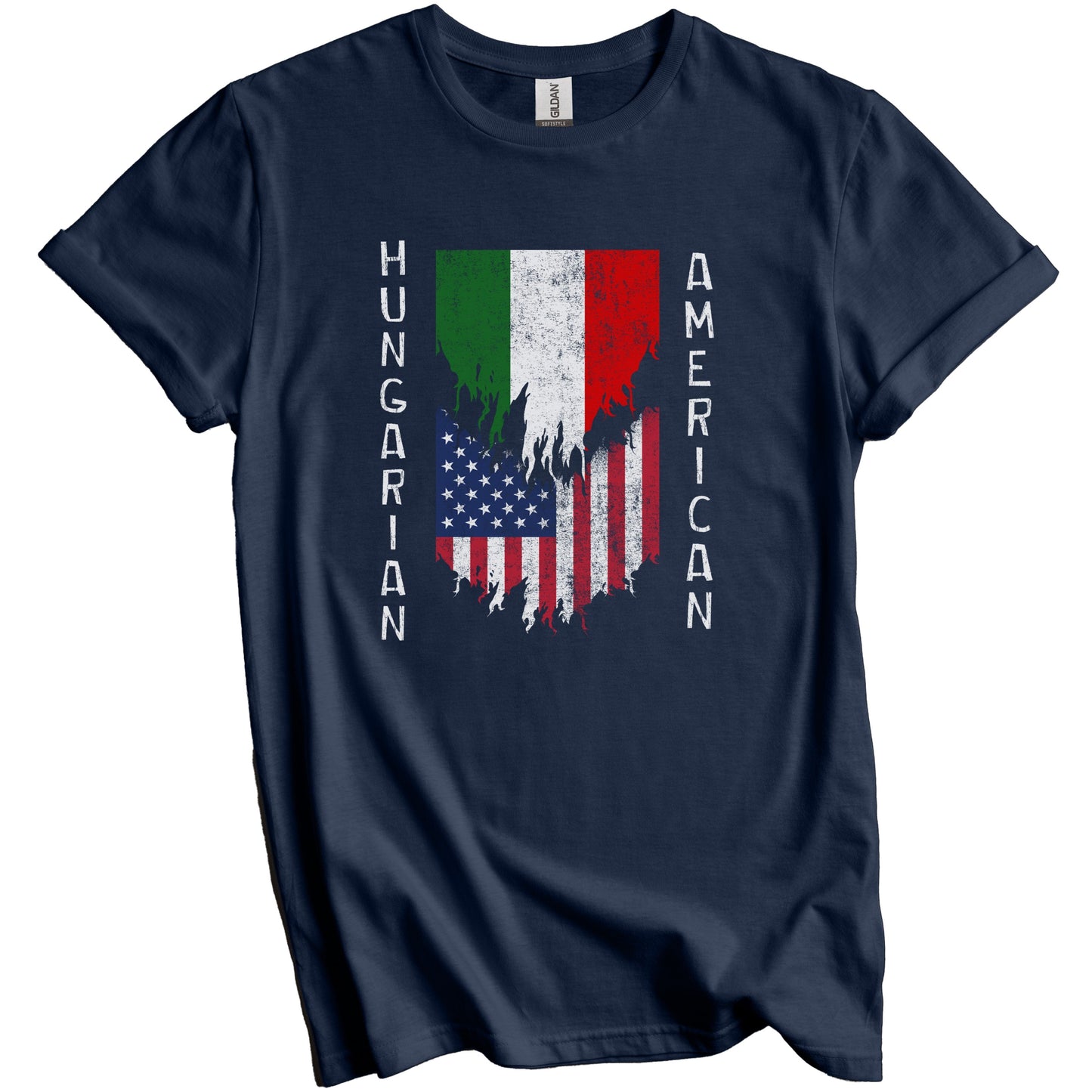 Hungarian American Flags Ripped Torn Hungary T-Shirt