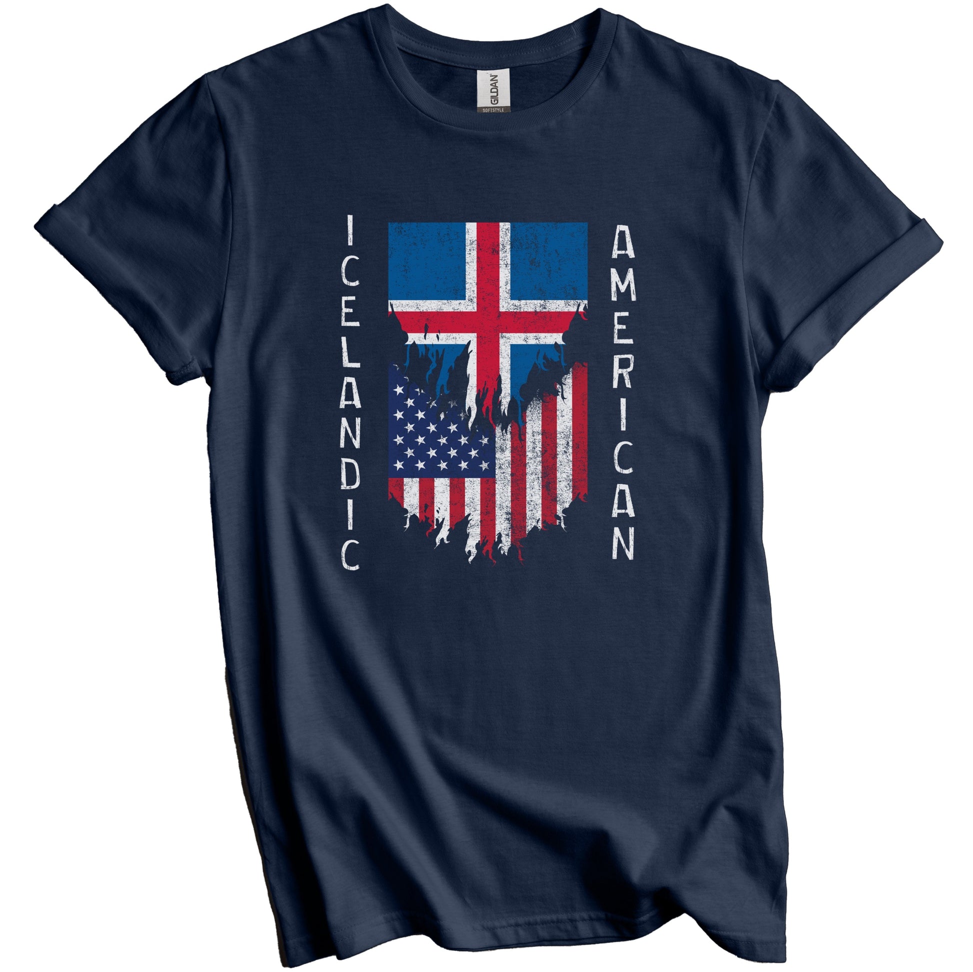 Icelandic American Flags Ripped Torn Iceland T-Shirt