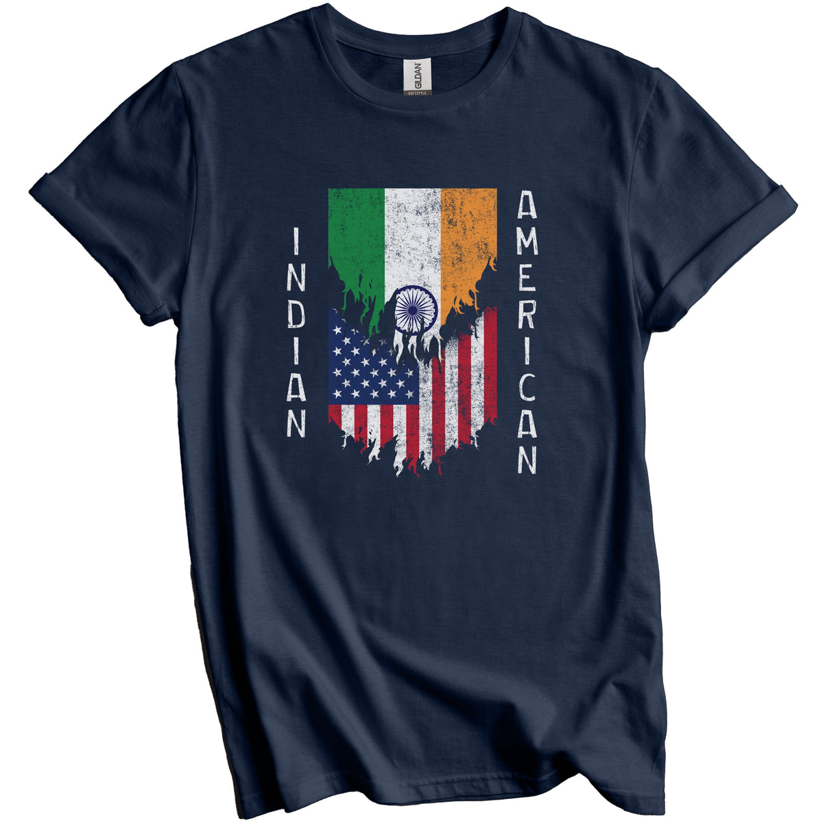Indian American Flags Ripped Torn India T-Shirt