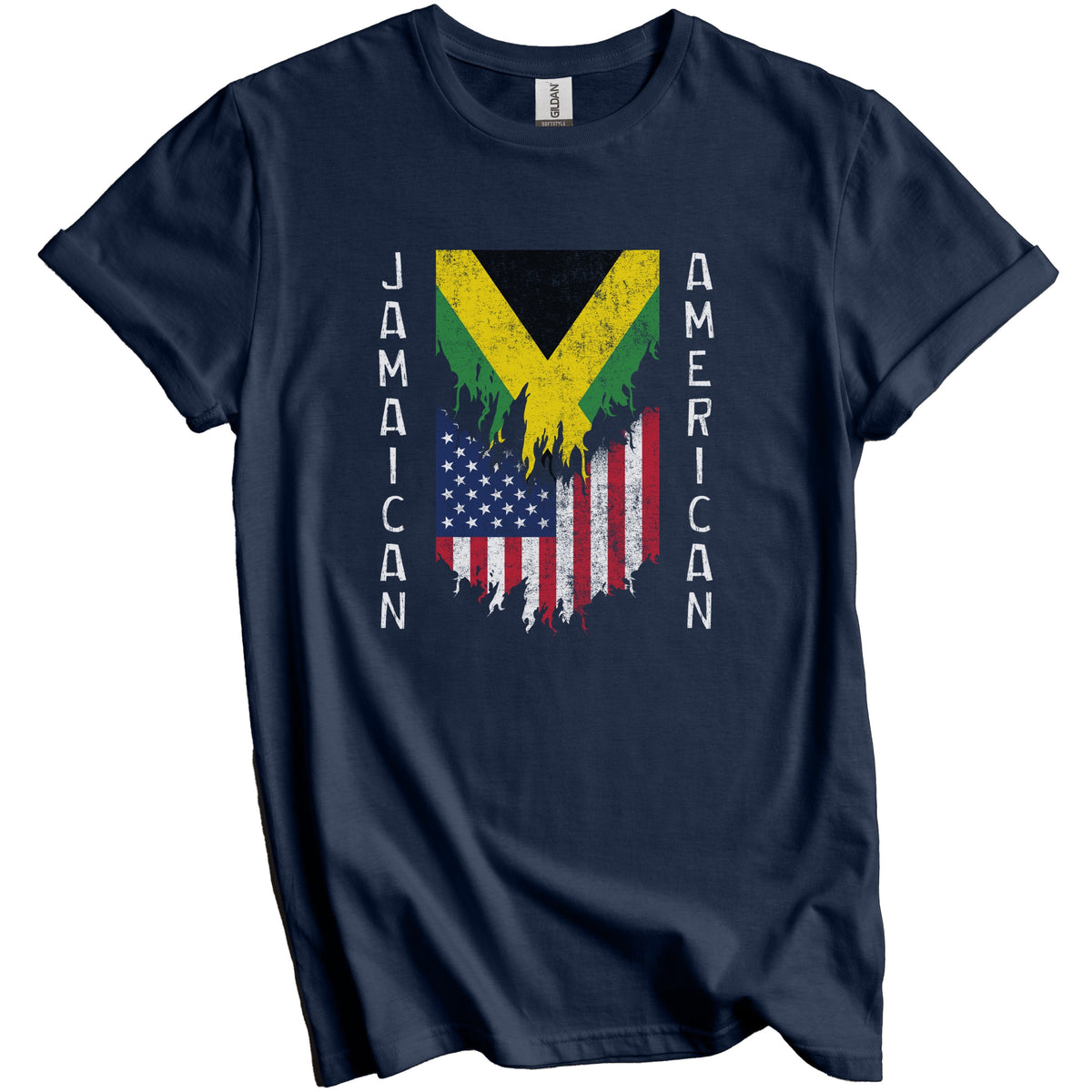 Jamaican American Flags Ripped Torn Jamaica T-Shirt
