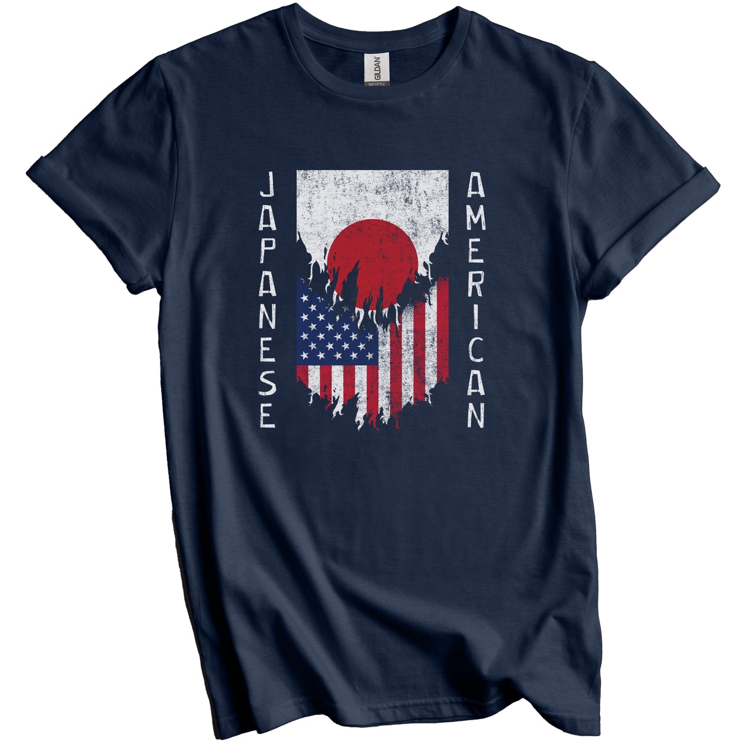 Japanese American Flags Ripped Torn Japan T-Shirt