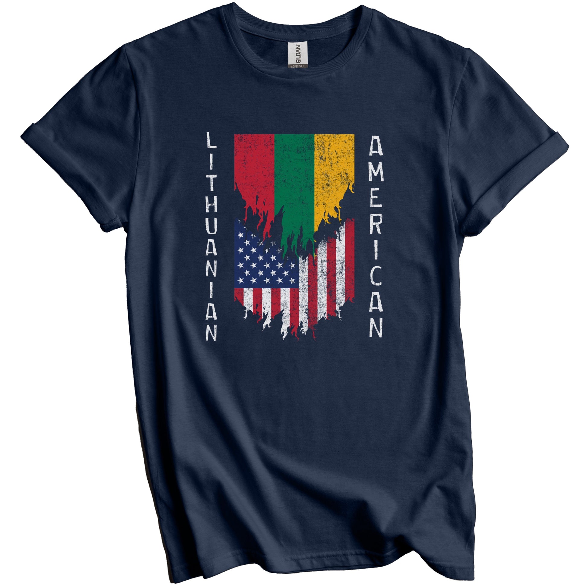 Lithuanian American Flags Ripped Torn Lithuania T-Shirt