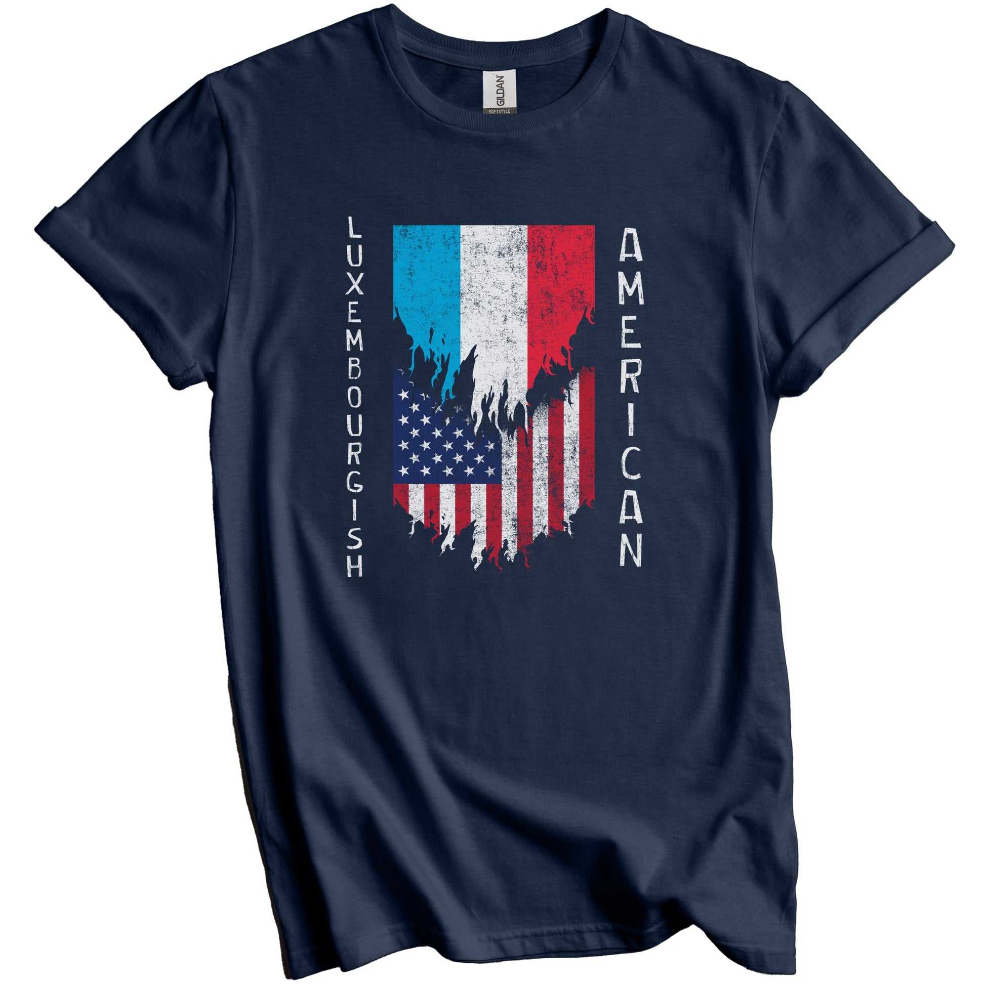 Luxembourgish American Flags Ripped Torn Luxembourg T-Shirt