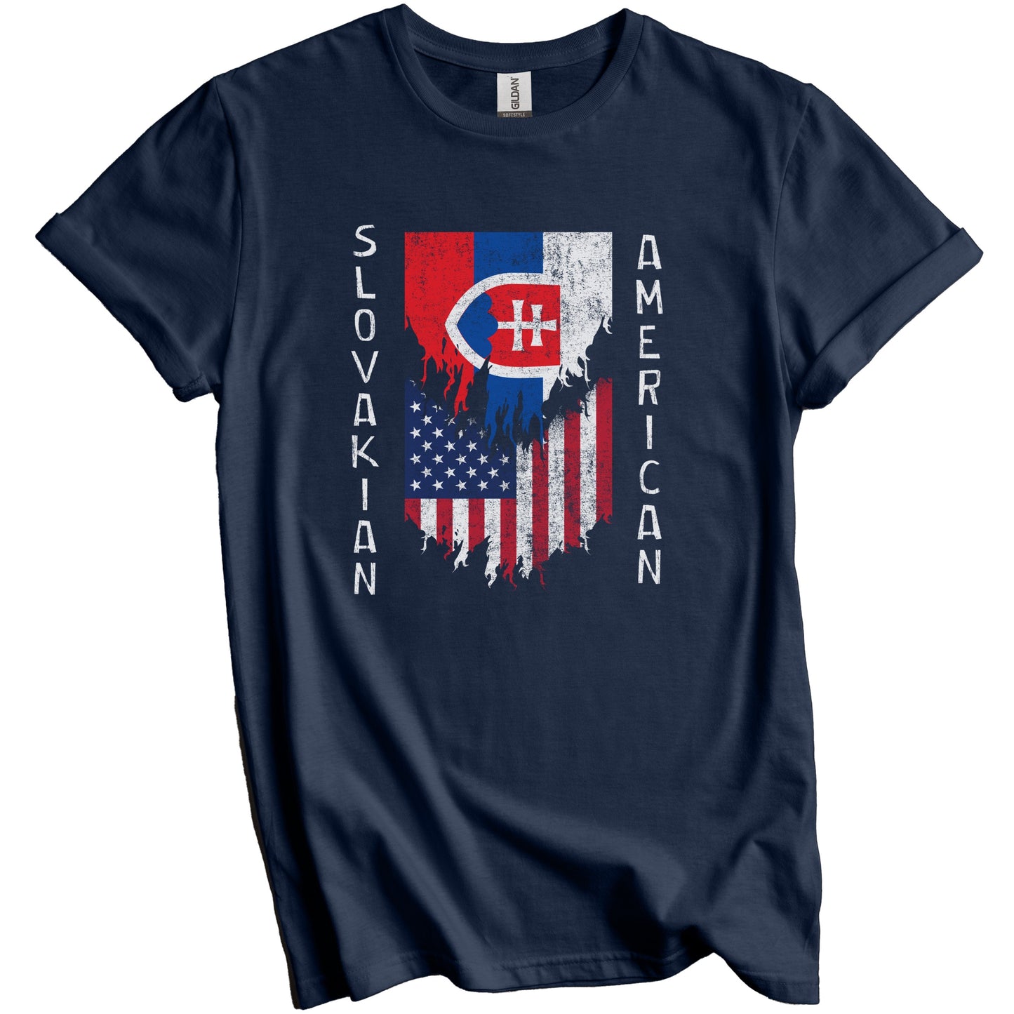 Slovakian American Flags Ripped Torn Slovakia T-Shirt