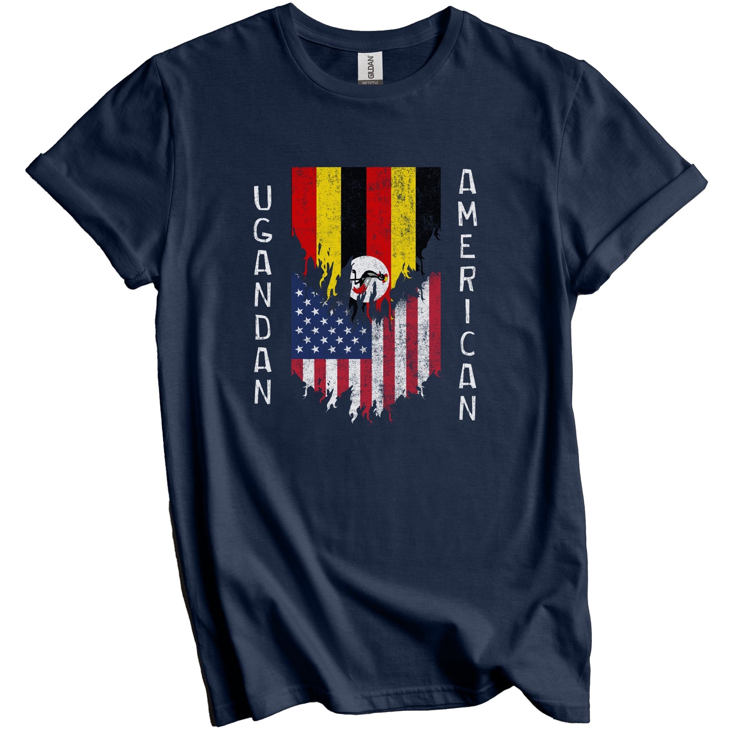 Ugandan American Flags Ripped Torn Uganda T-Shirt