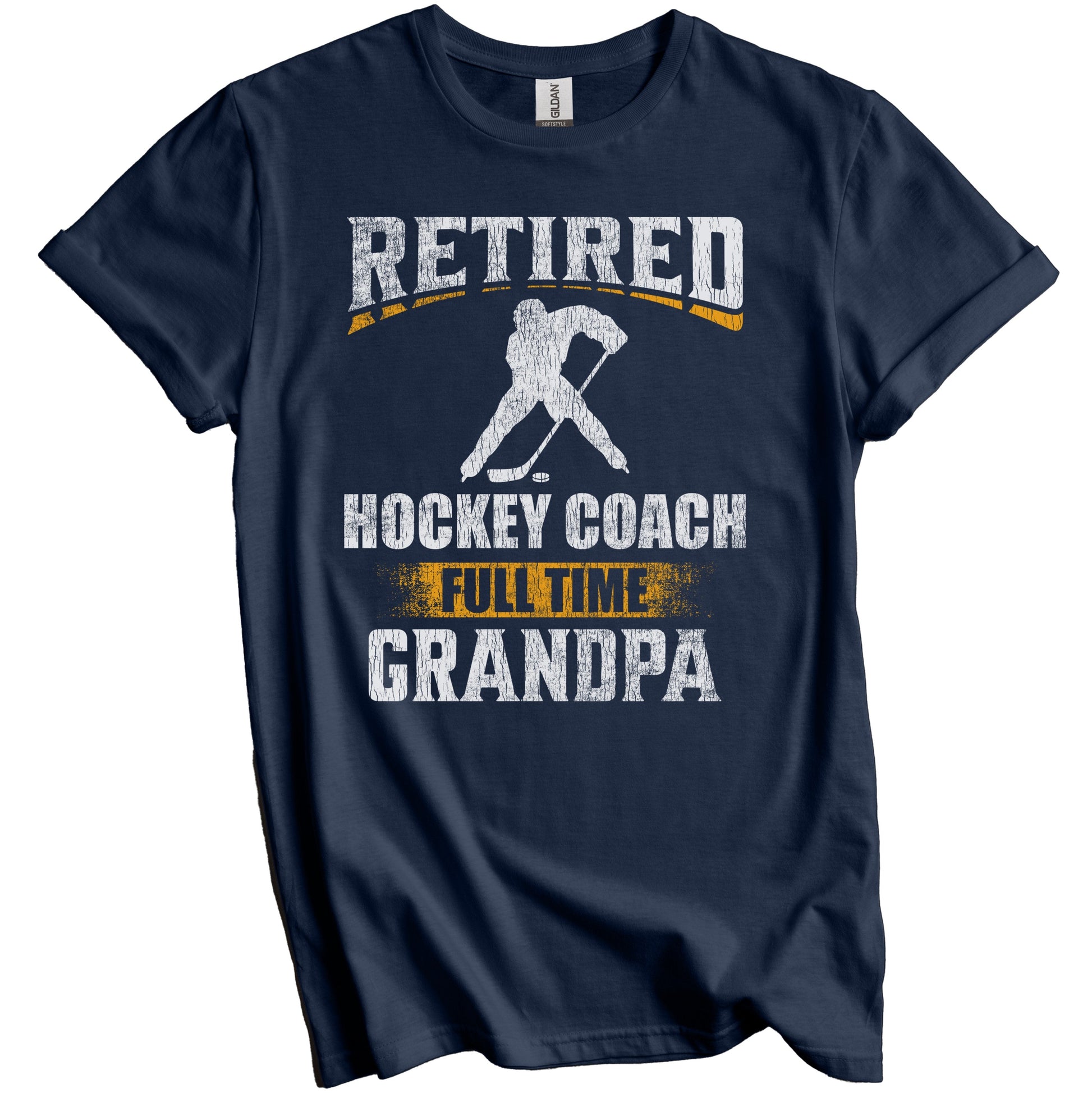Retired Hockey Coach Full Time Grandpa Funny Grandparent T-Shirt - Retirement Party Gift