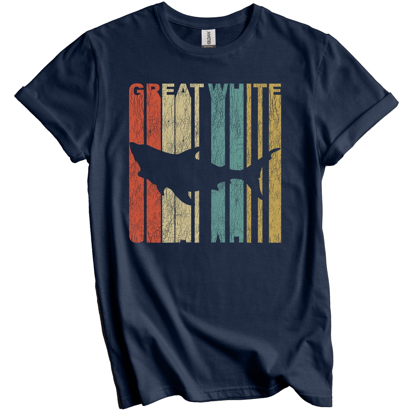 Retro Great White Shark Distressed Vintage Shark T-Shirt