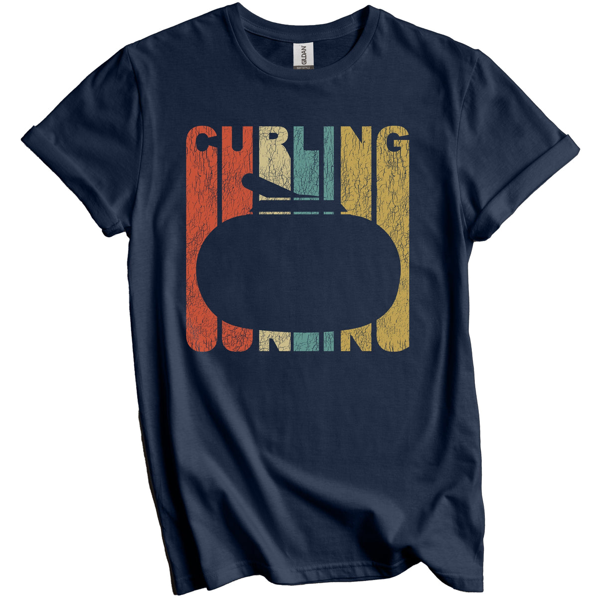 Retro Curling Distressed Vintage Curling Stone T-Shirt