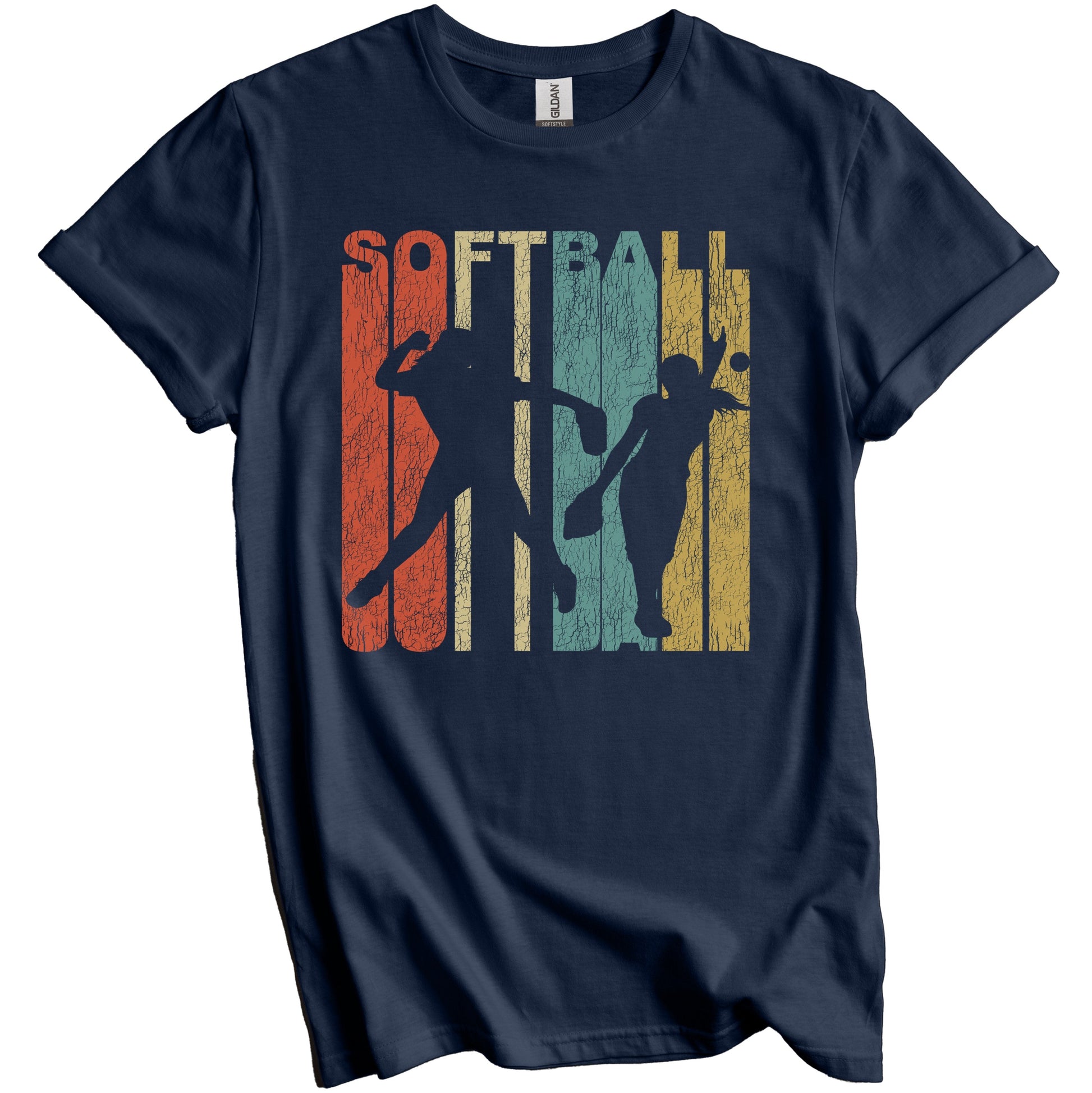 Retro Softball Distressed Vintage Girls Sports T-Shirt