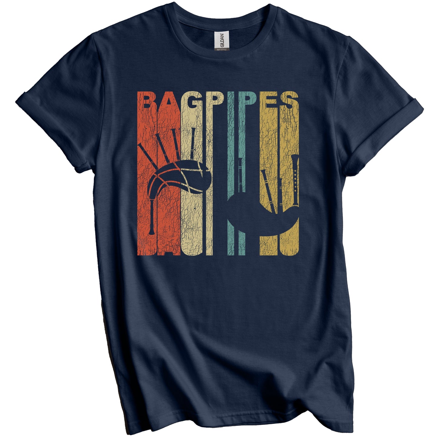 Retro Bagpipes Distressed Bagpiper Vintage Music T-Shirt