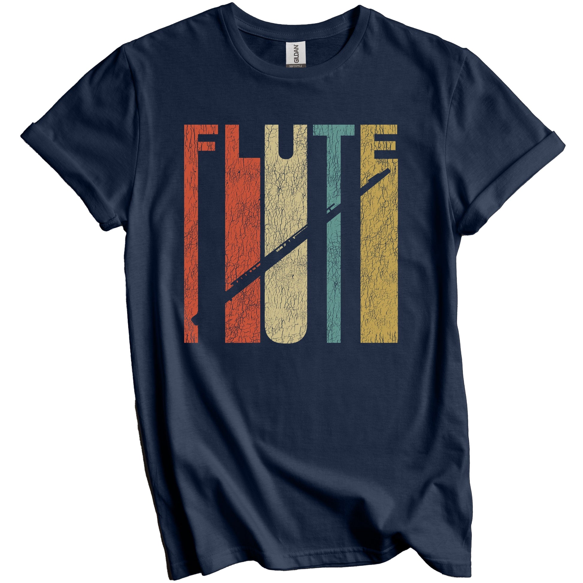 Retro Flute Distressed Flautist Vintage Music T-Shirt