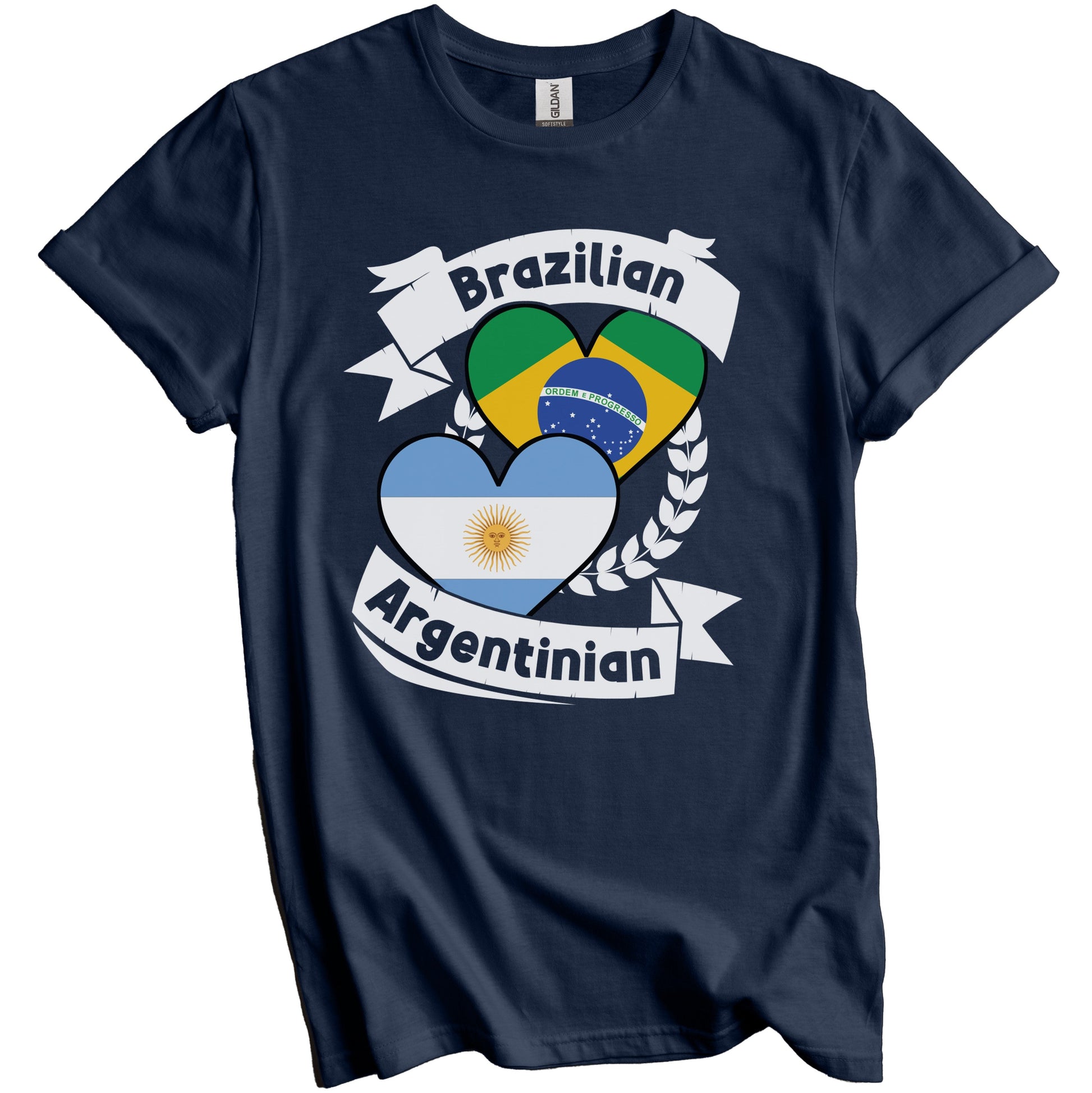 Brazilian Argentinian Heart Flags Brazil Argentina T-Shirt