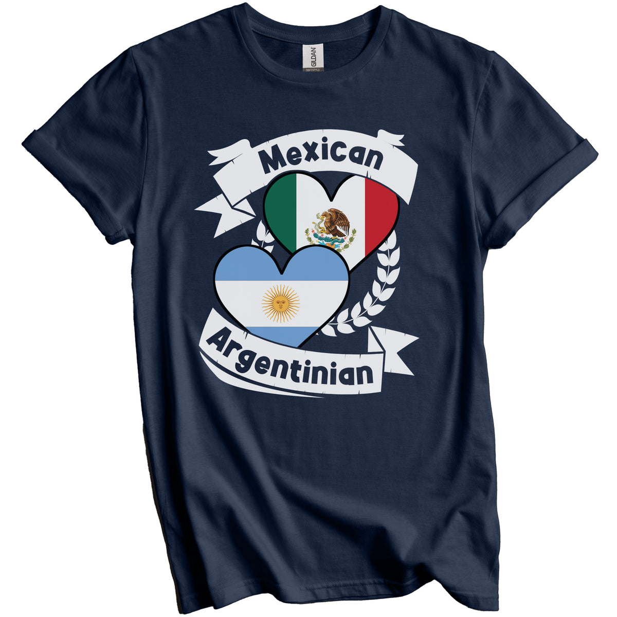 Mexican Argentinian Heart Flags Mexico Argentina T-Shirt