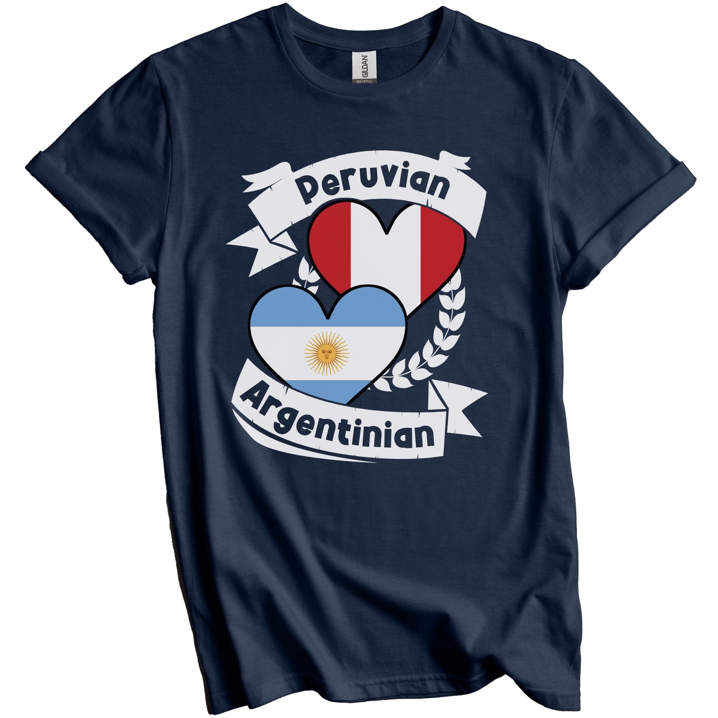 Peruvian Argentinian Heart Flags Peru Argentina T-Shirt